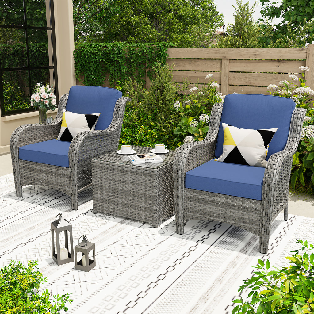 Outdoor 3 Piece Table Kenard Curved Handrest