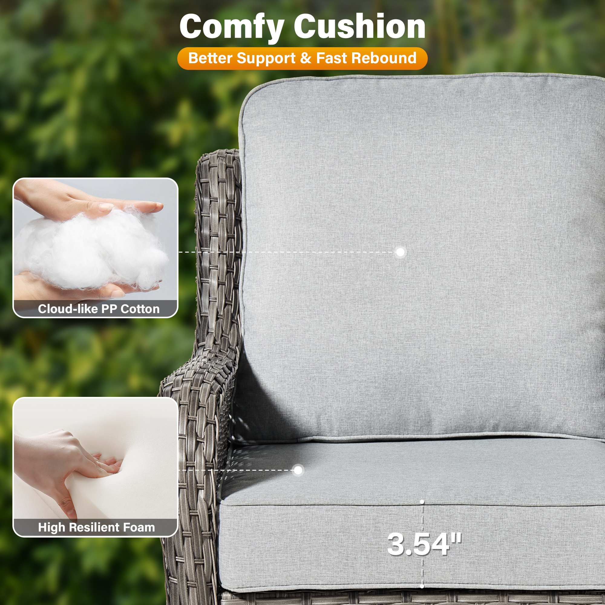 OVIOS Wicker Patio Fire Pit Conversation Seating Set