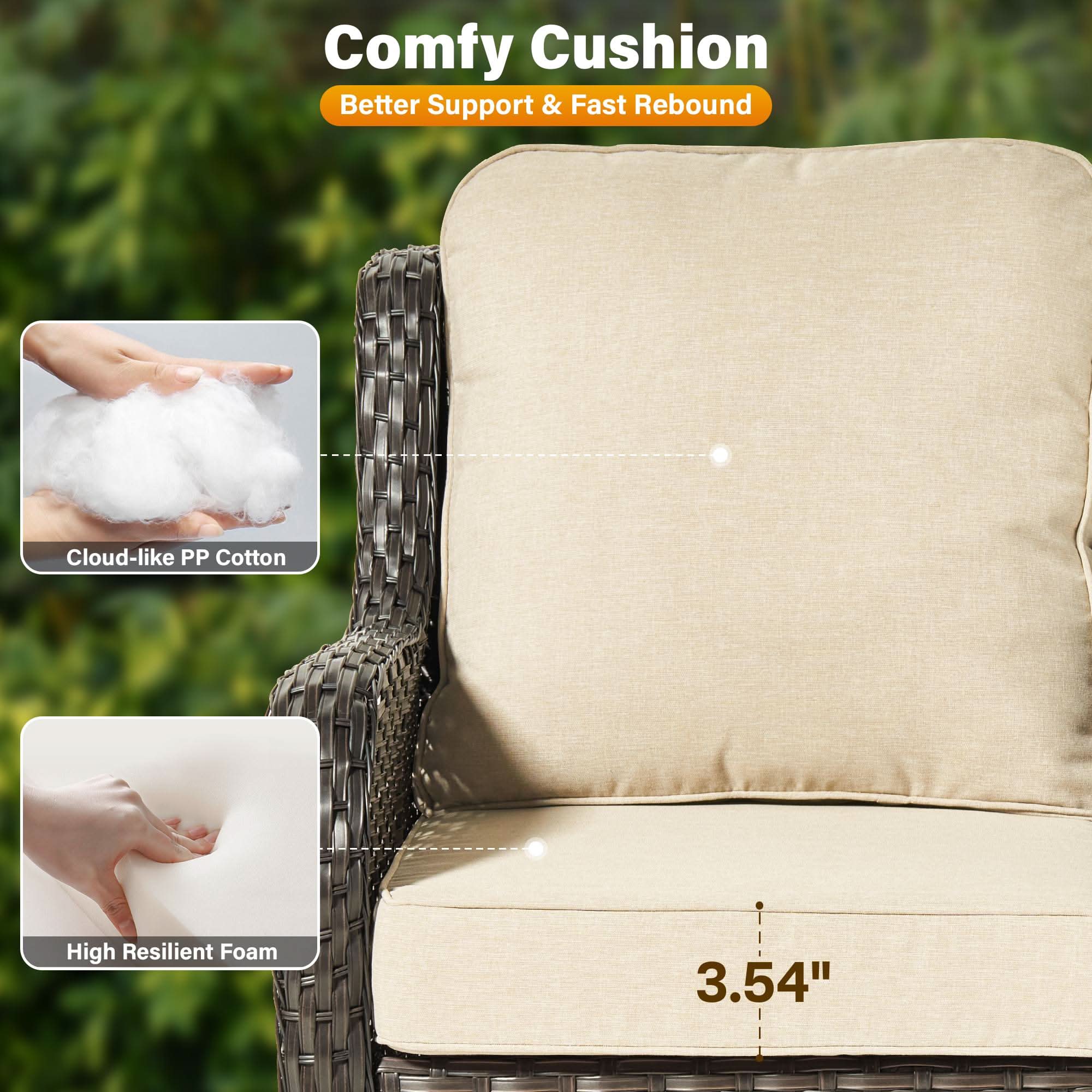 OVIOS Wicker Patio Fire Pit Conversation Seating Set