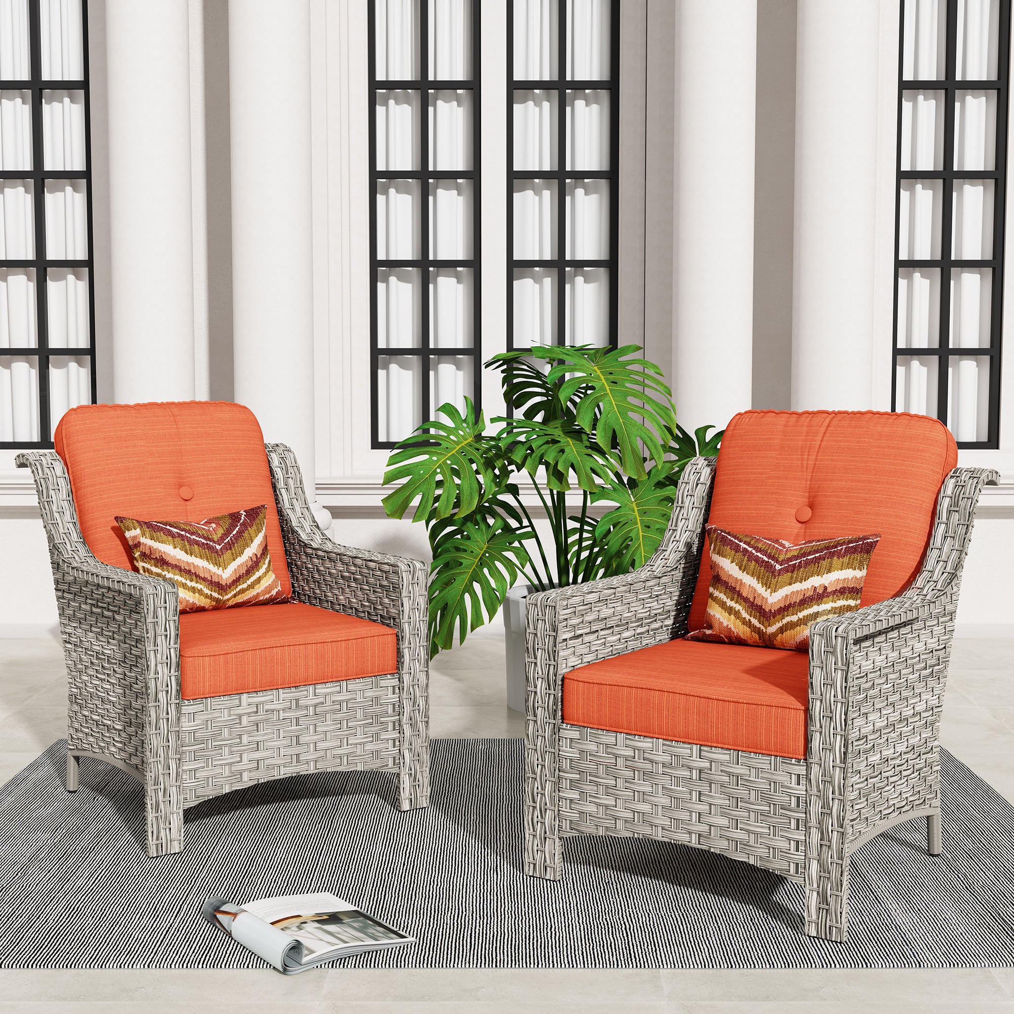 #color_Coffee Wicker Orange Red Cushion