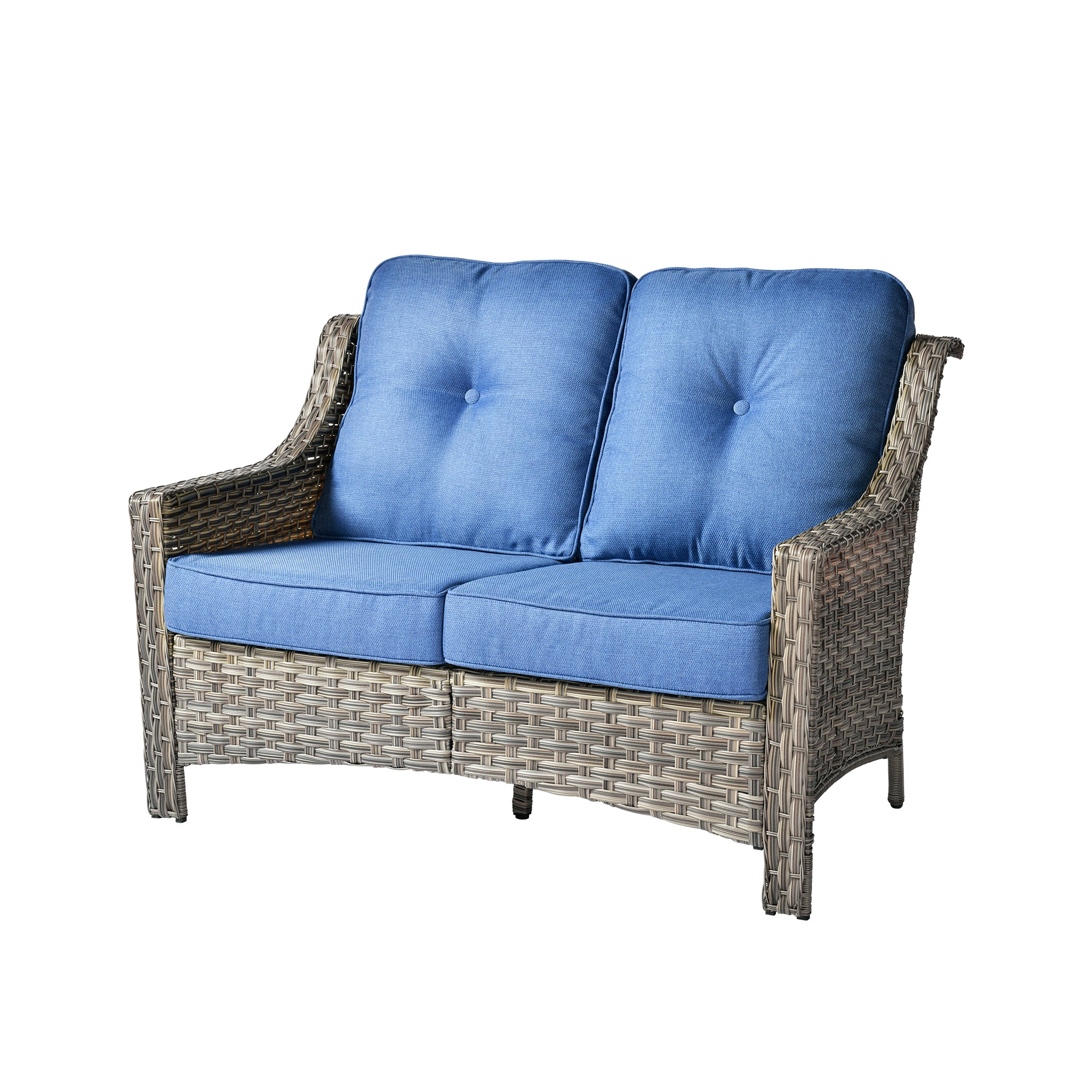 #color_Coffee Wicker Diamond Blue Cushion