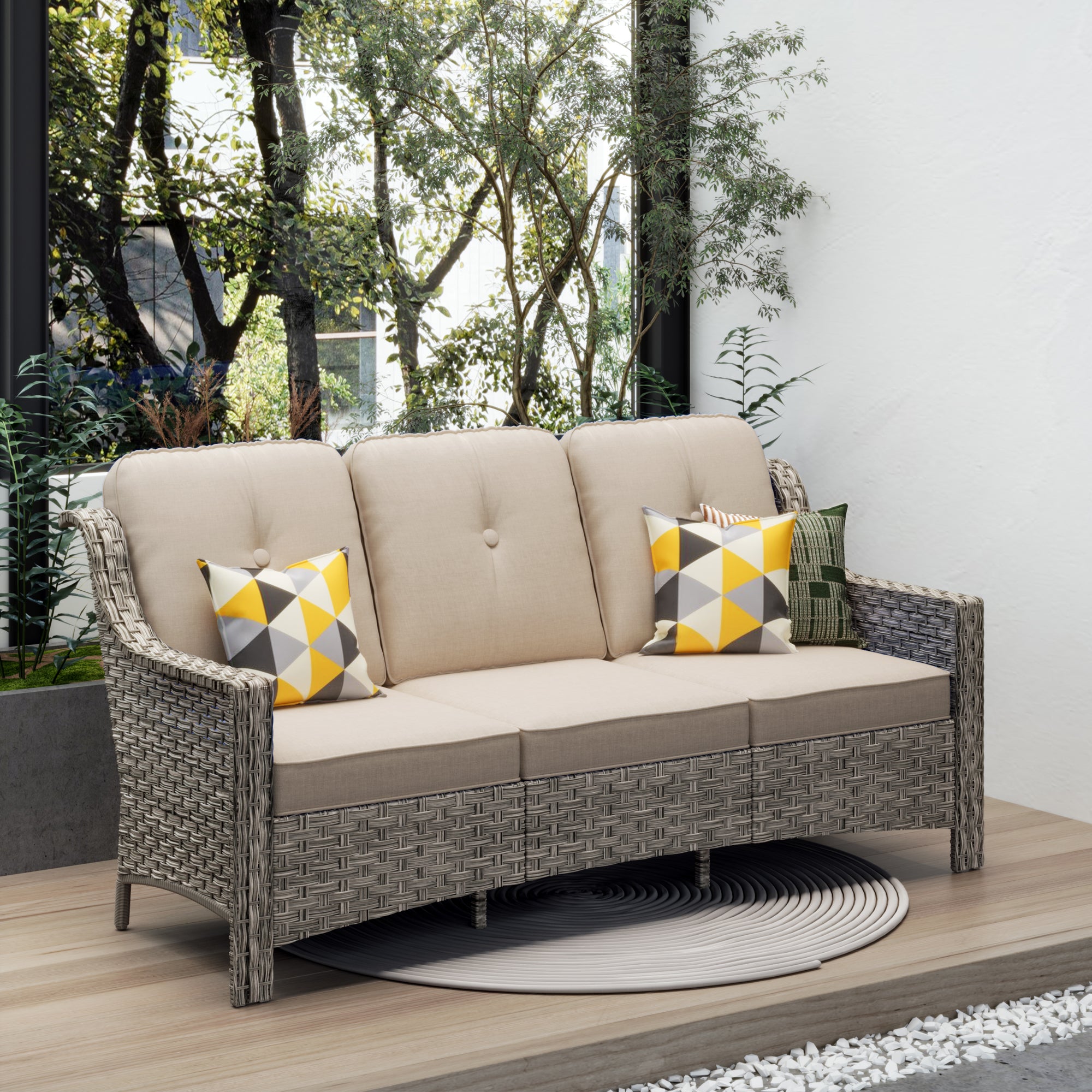 #Color_Coffee Wicker Beige Cushion