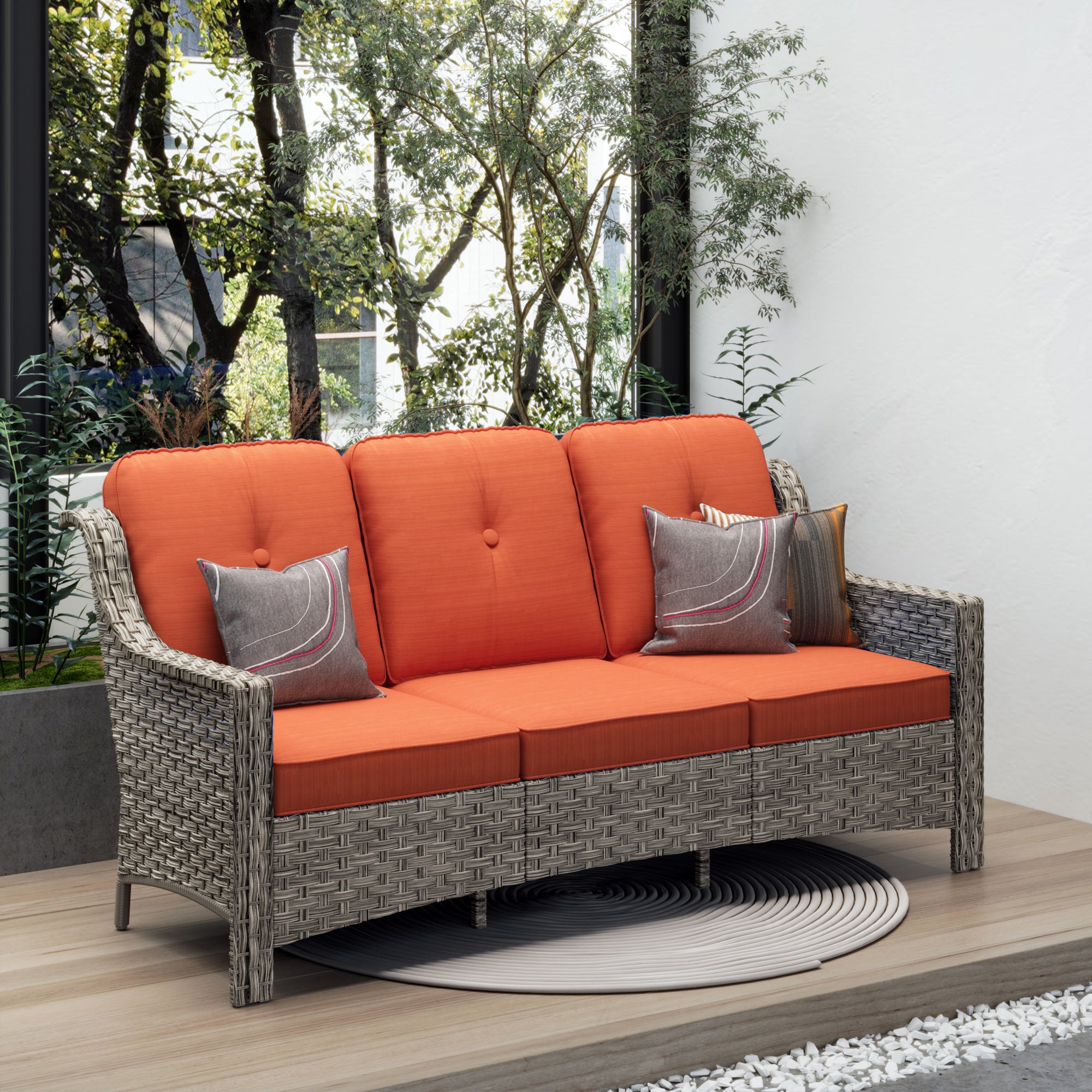 #Color_Coffee Wicker Orange Red Cushion