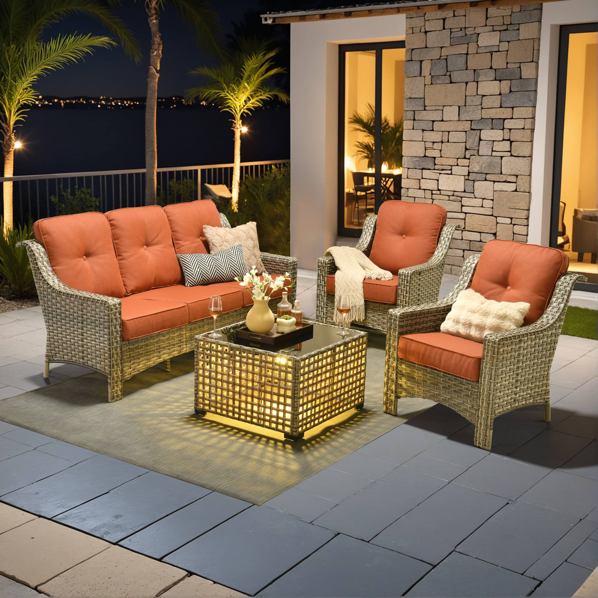 Ovios Conversation Set 5-Piece, PAD Series,Included Swivel Chair