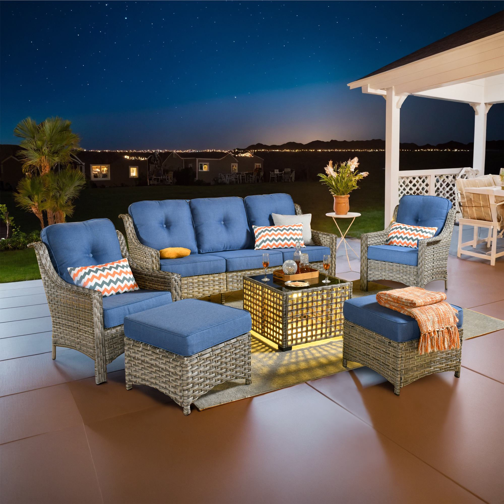 Ovios Conversation Set 5-Piece, PAD Series,Included Swivel Chair