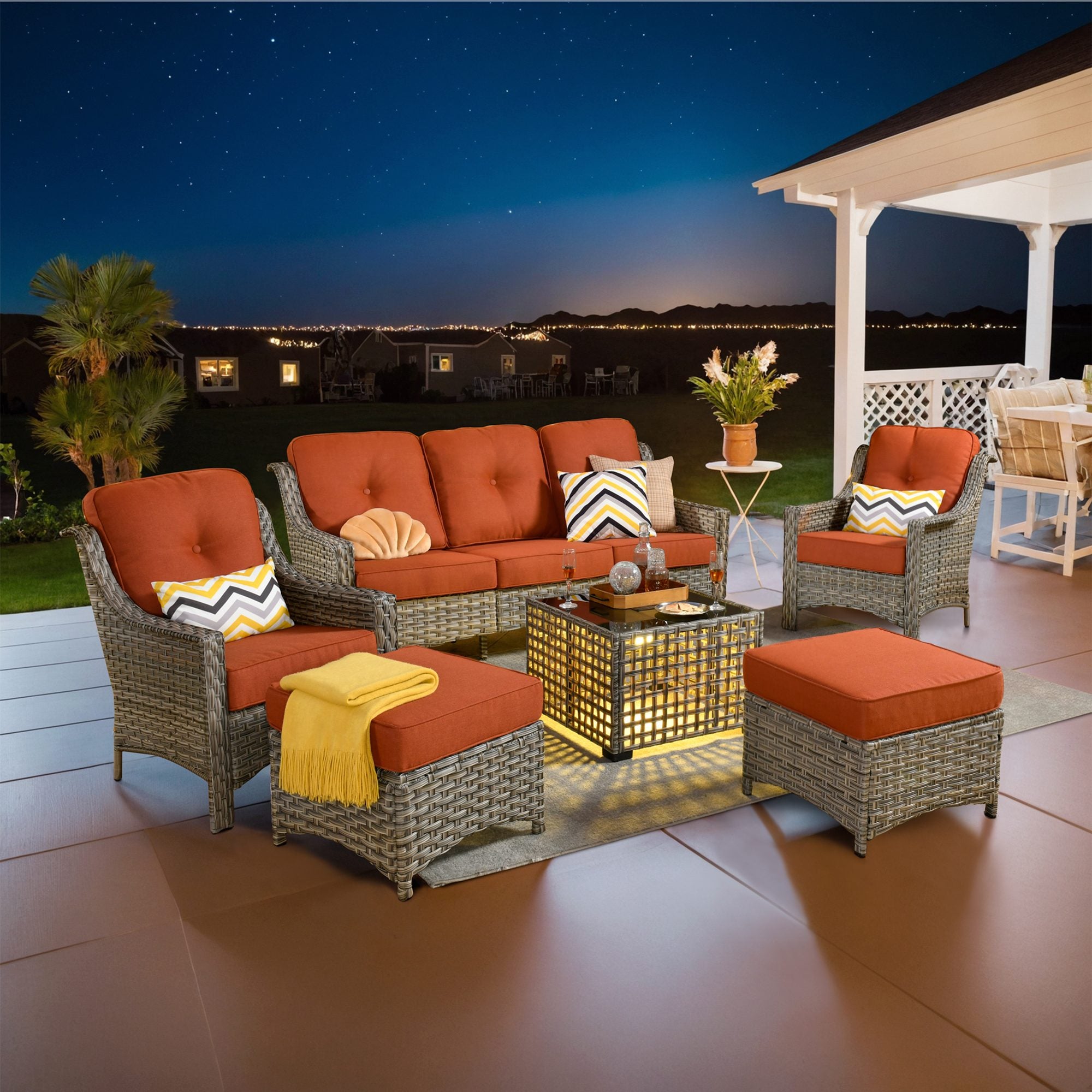 Ovios Conversation Set 5-Piece, PAD Series,Included Swivel Chair
