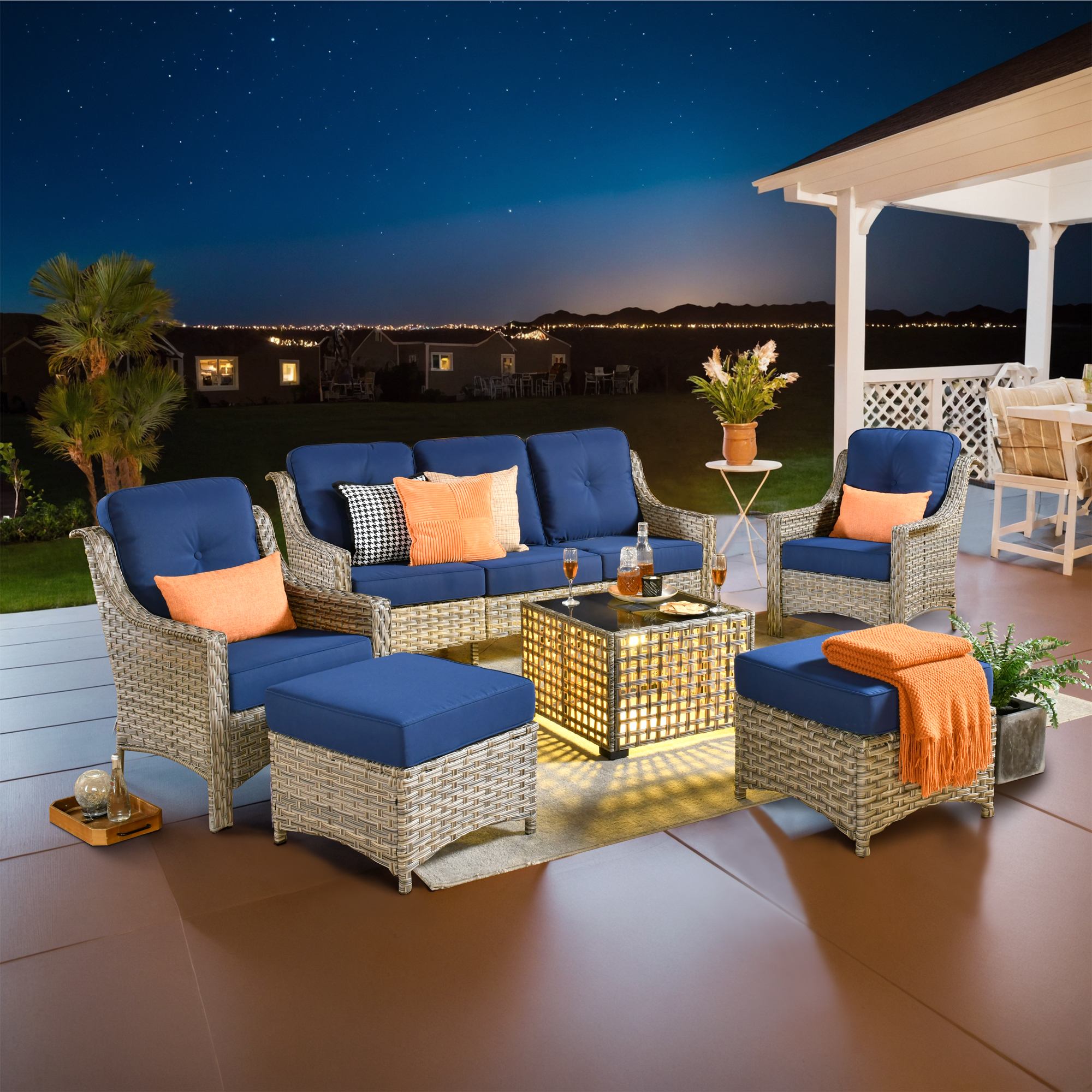 Ovios Conversation Set 5-Piece, PAD Series,Included Swivel Chair