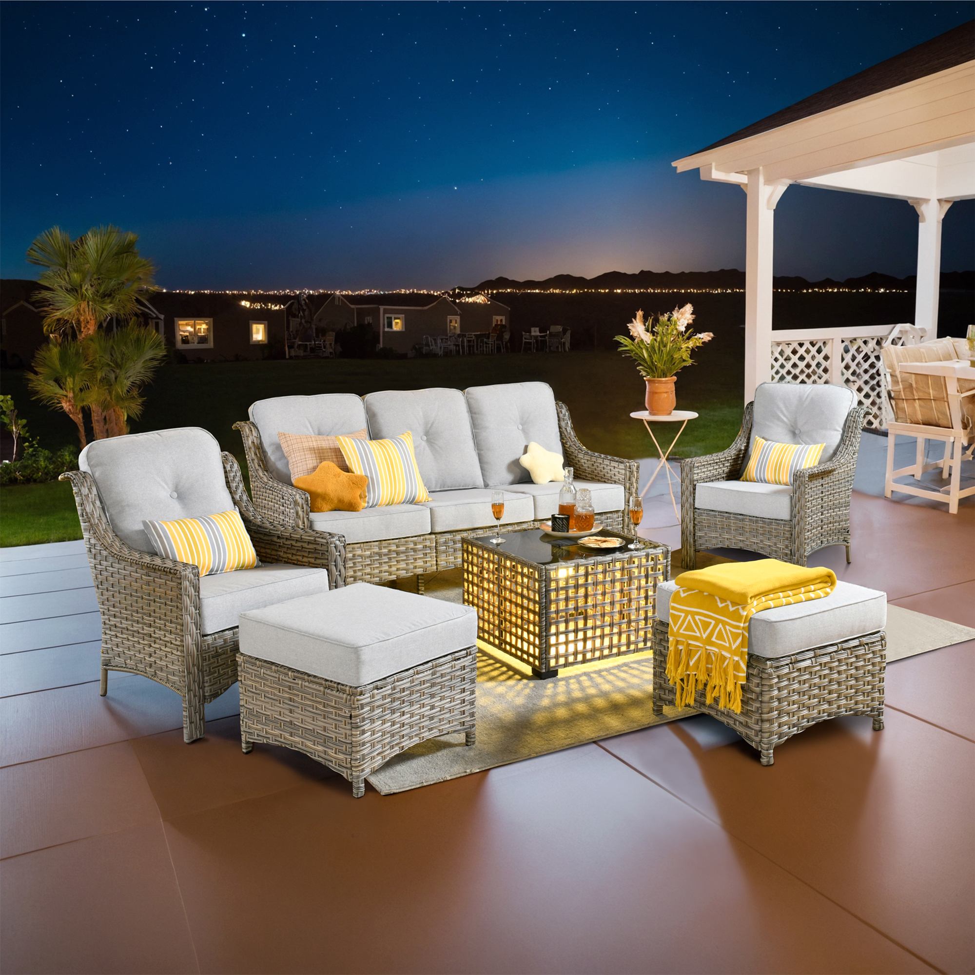 Ovios Conversation Set 5-Piece, PAD Series,Included Swivel Chair