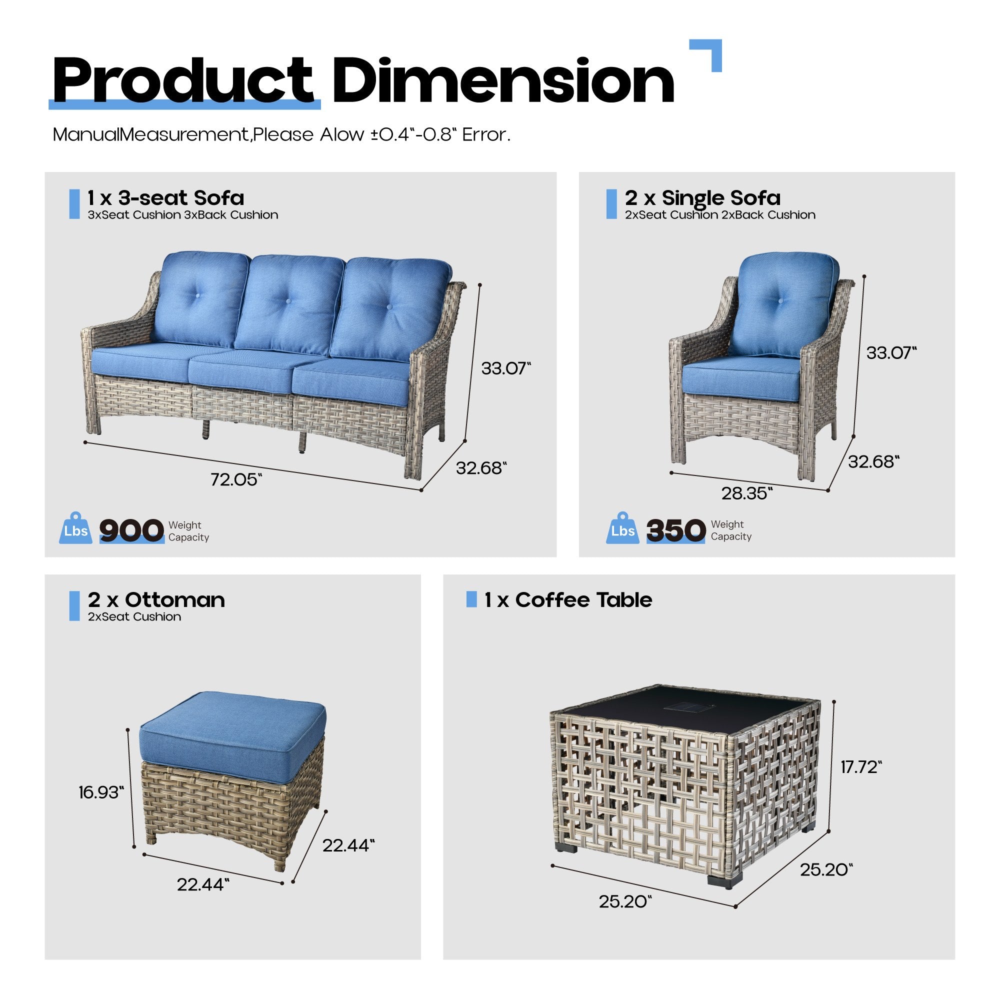 Ovios Conversation Set 5-Piece, PAD Series,Included Swivel Chair