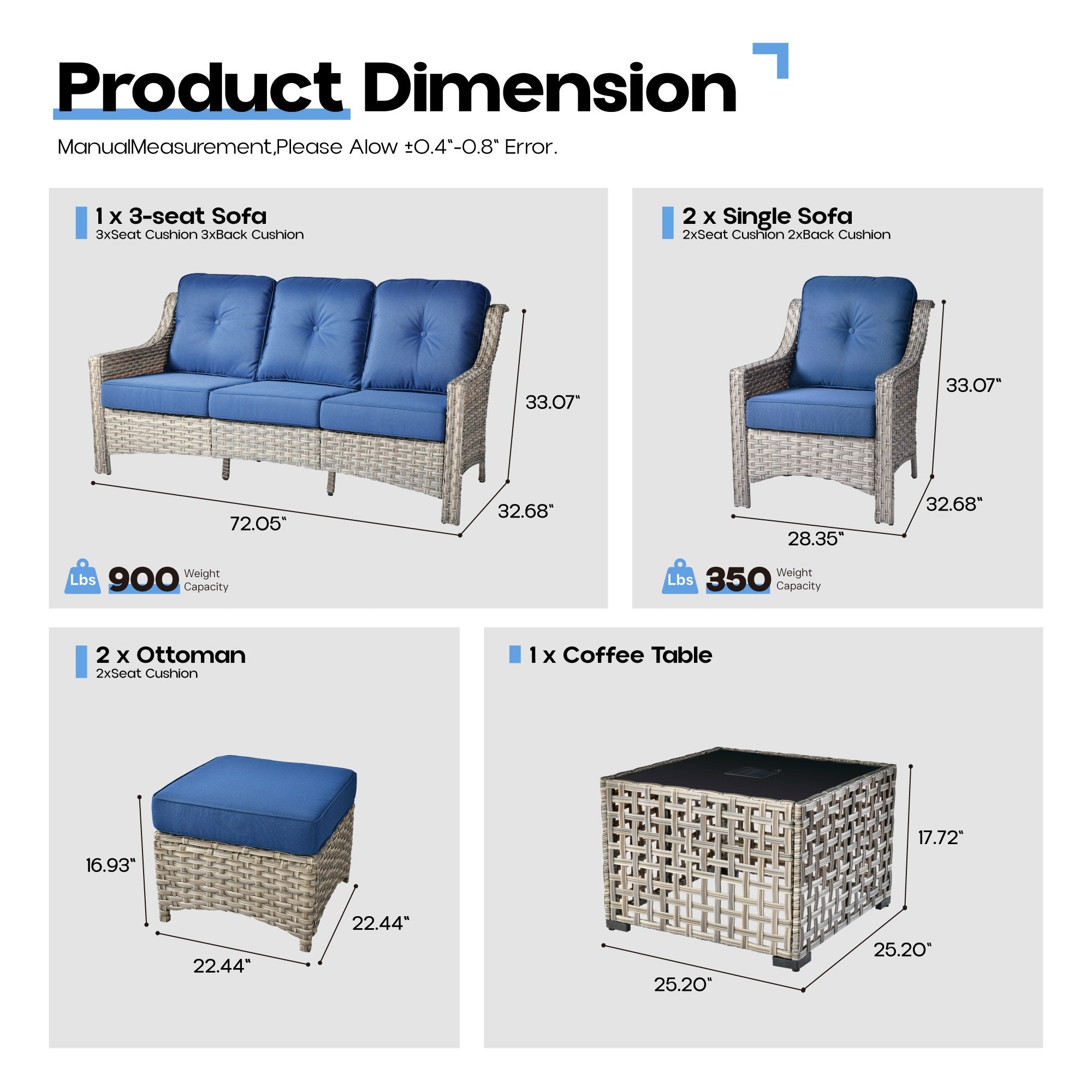 Ovios Conversation Set 5-Piece, PAD Series,Included Swivel Chair