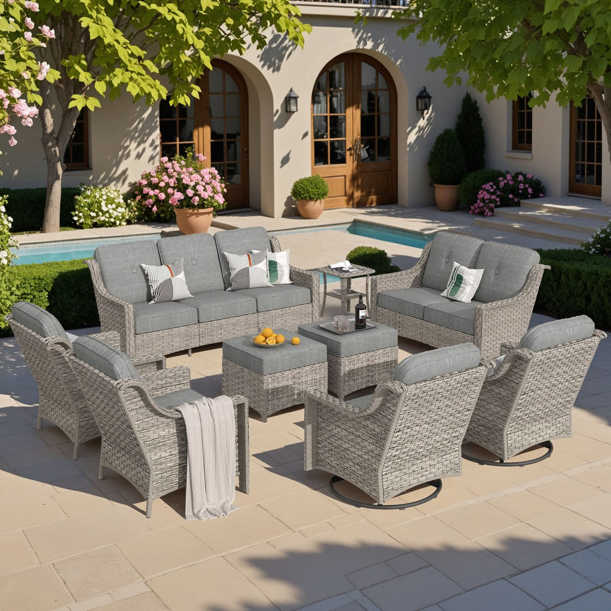 9PC Outdoor | Conversation Set w/ Rocker