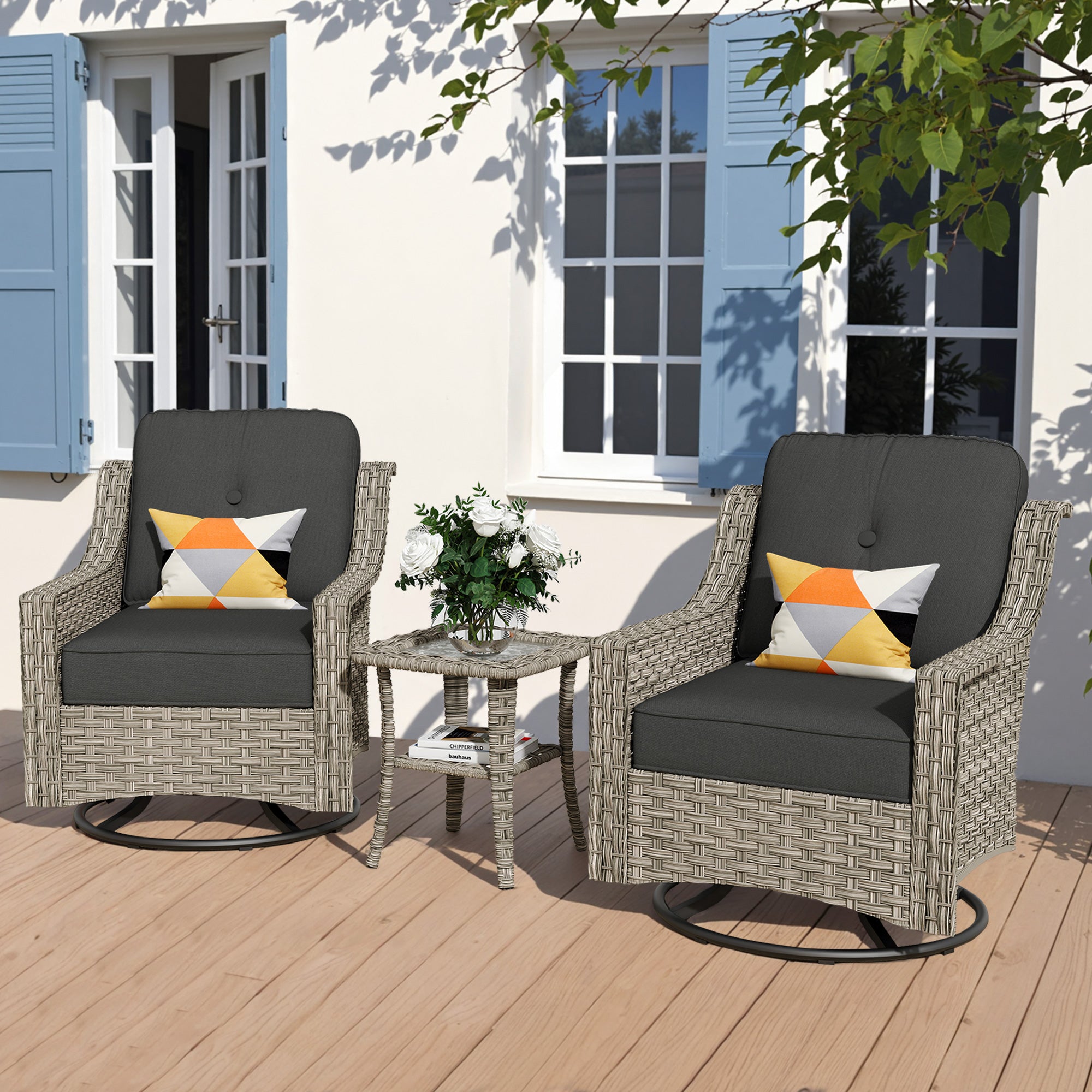 Ovios Conversation Set 3-Piece PAD Series,Swivel Chair