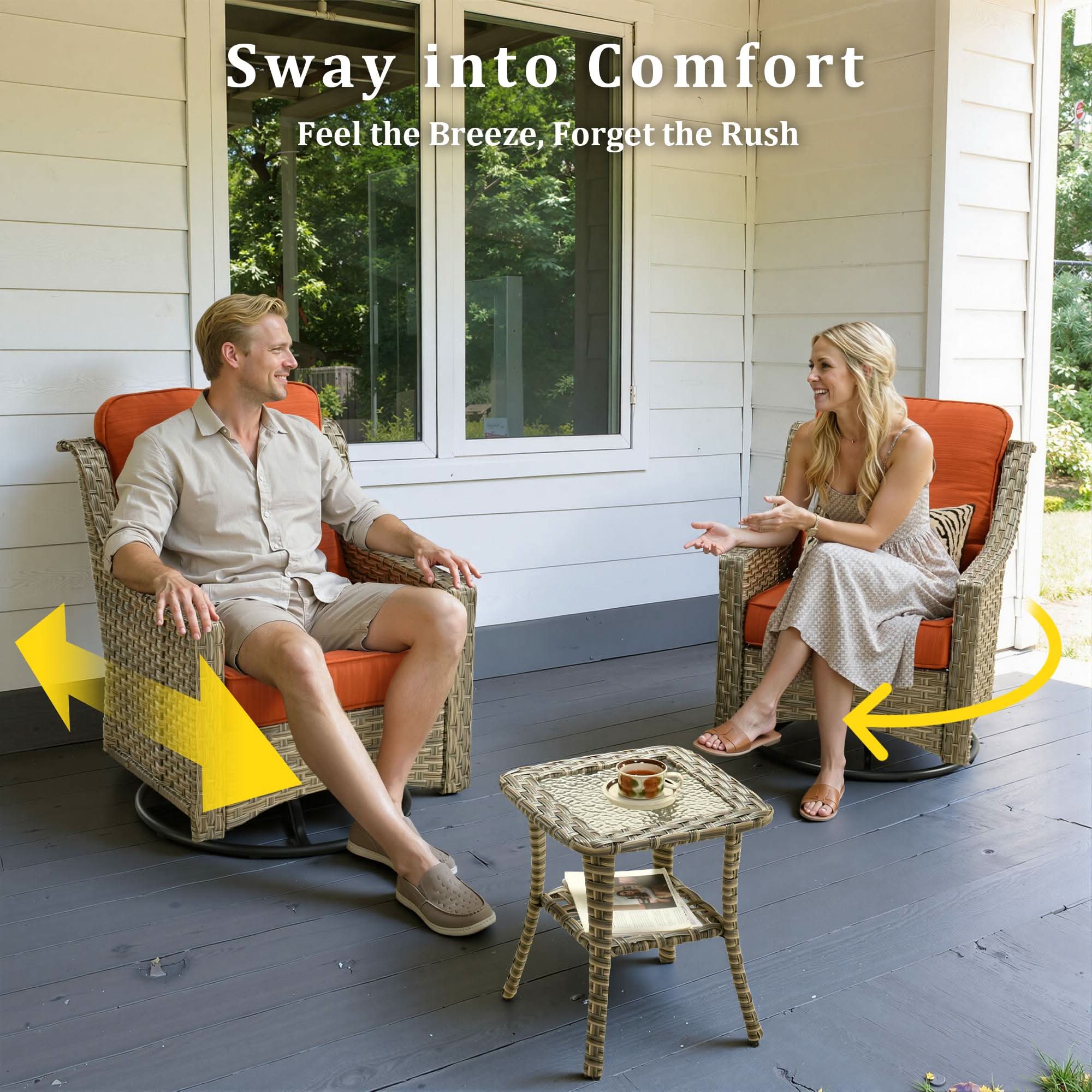 Ovios Conversation Set 5-Piece, PAD Series,Included Swivel Chair