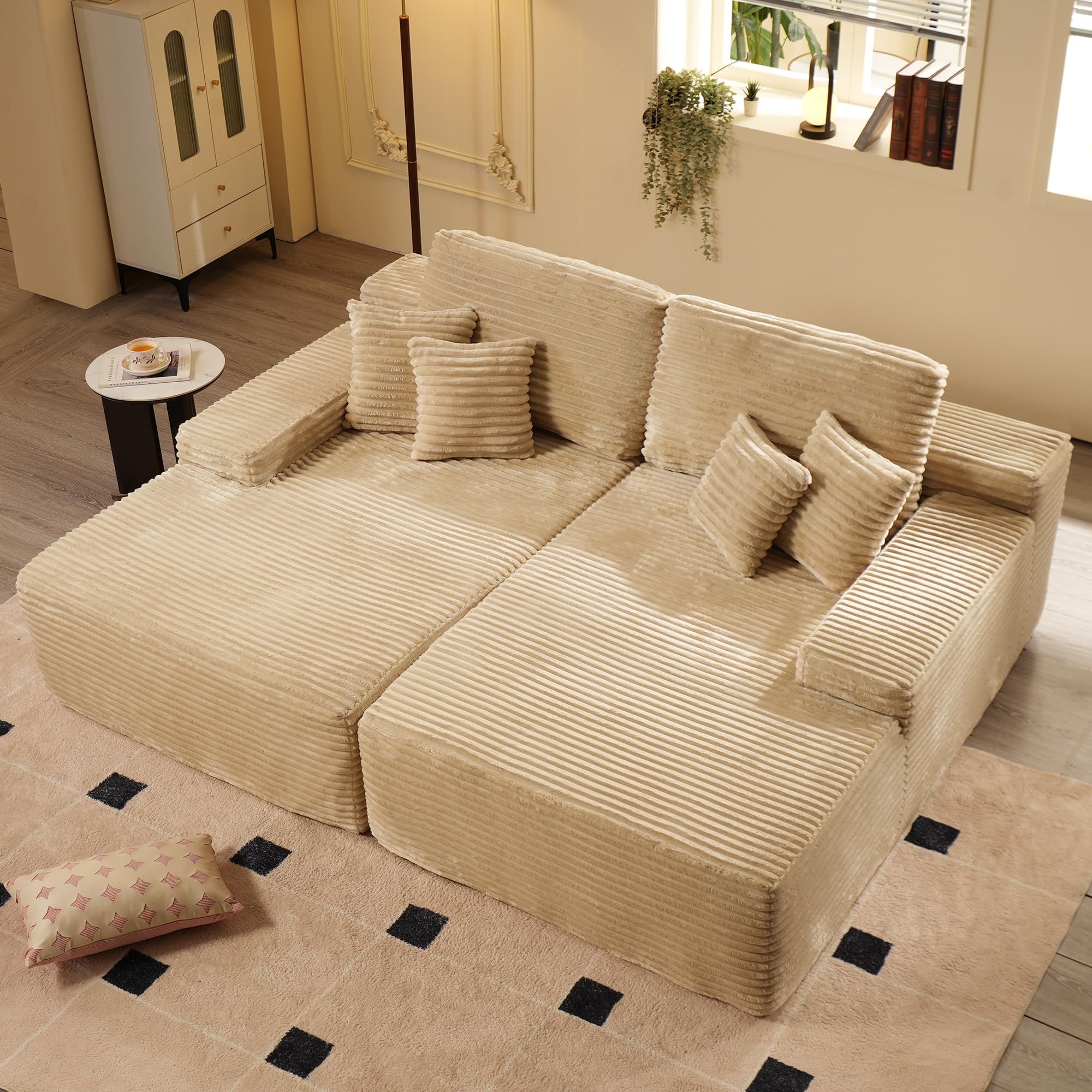 Ovios 81" Boneless Sofa, Sleeper Couch, No Assembly Required
