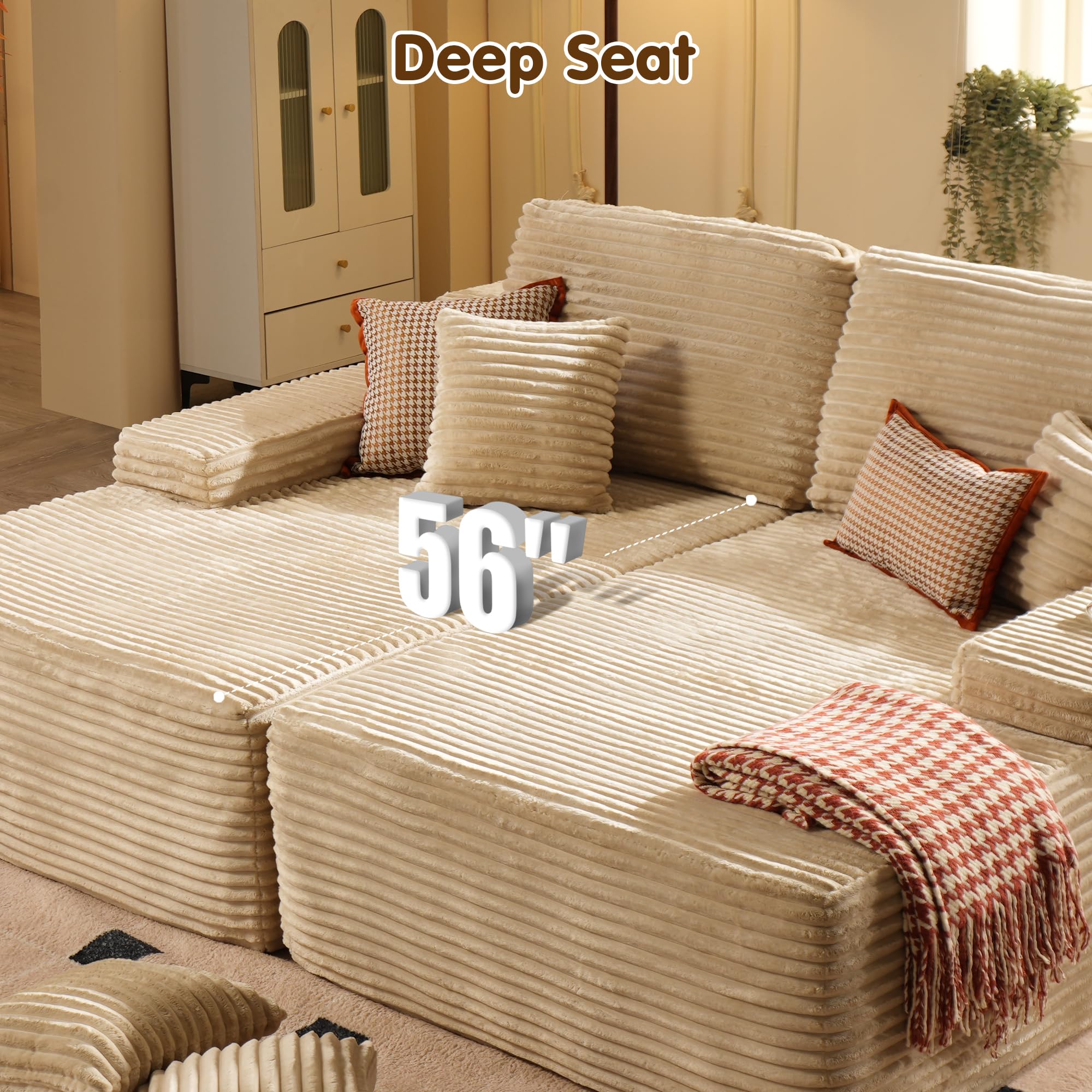 Ovios 81" Boneless Sofa, Sleeper Couch, No Assembly Required
