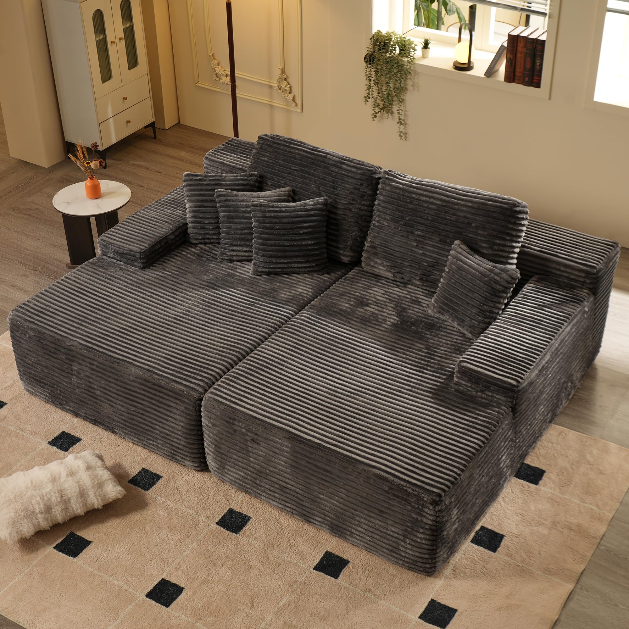 Ovios 81" Boneless Sofa, Sleeper Couch, No Assembly Required