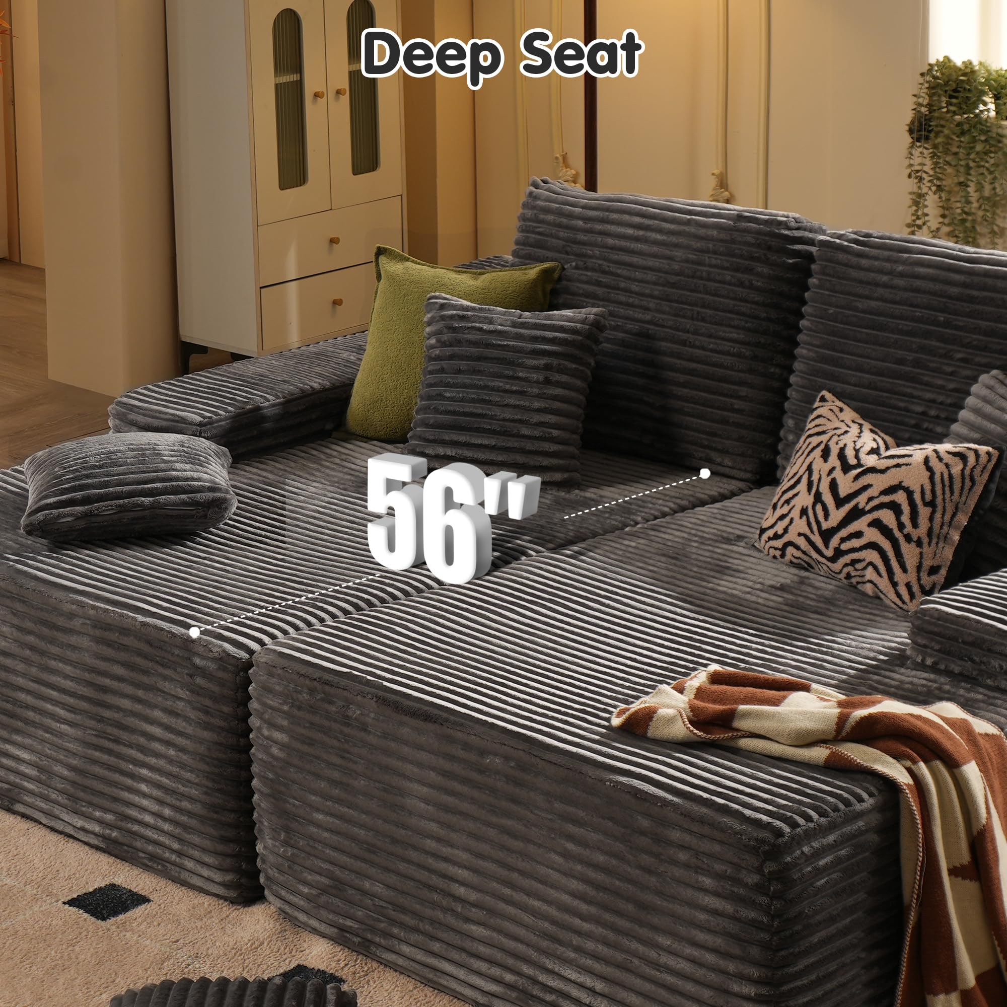 Ovios 81" Boneless Sofa, Sleeper Couch, No Assembly Required