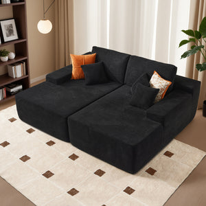 OVIOS 81" black corduroy sleeper couch, no assembly required.