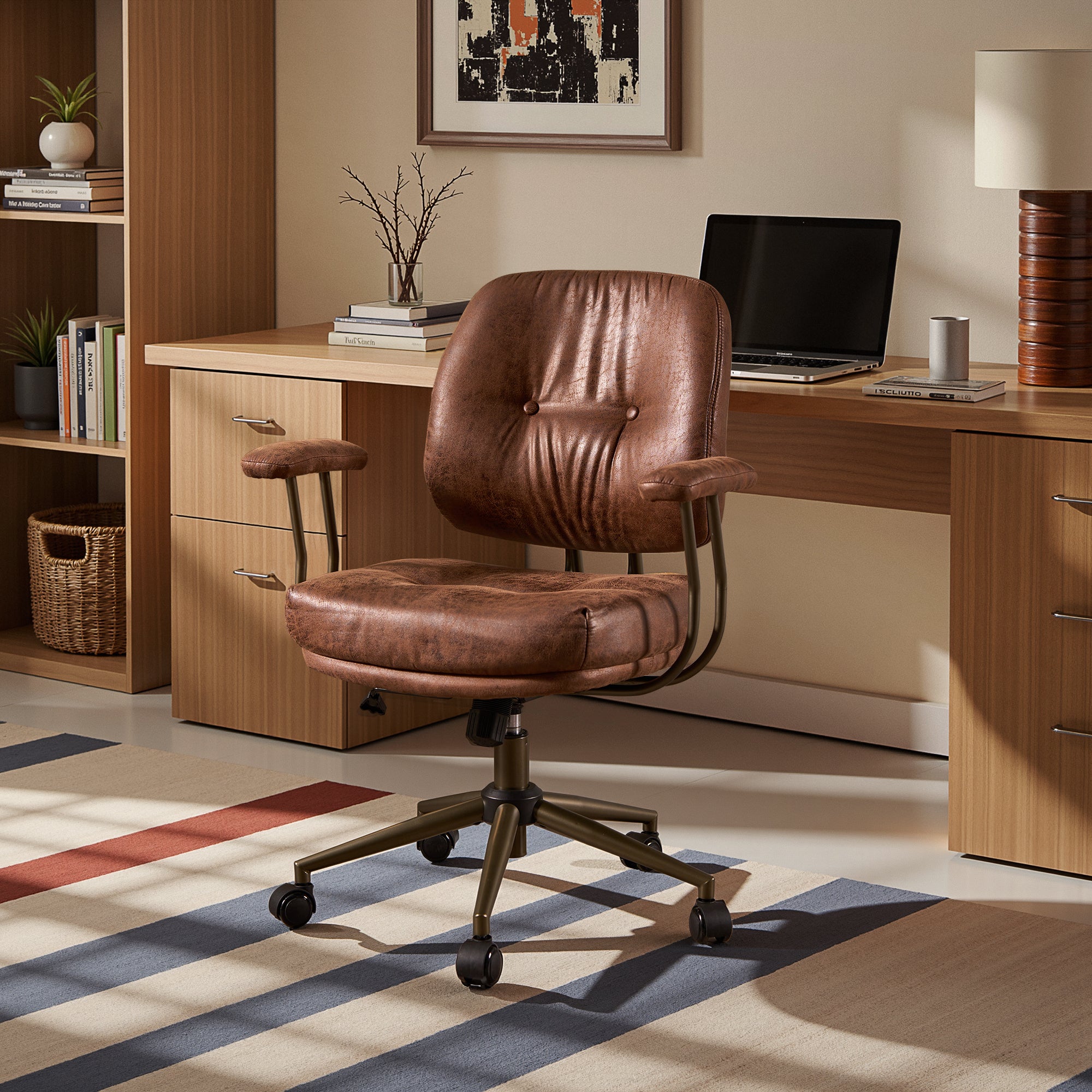 OVIOS Office Executive Chair Oversize Cushions Suede Fabric