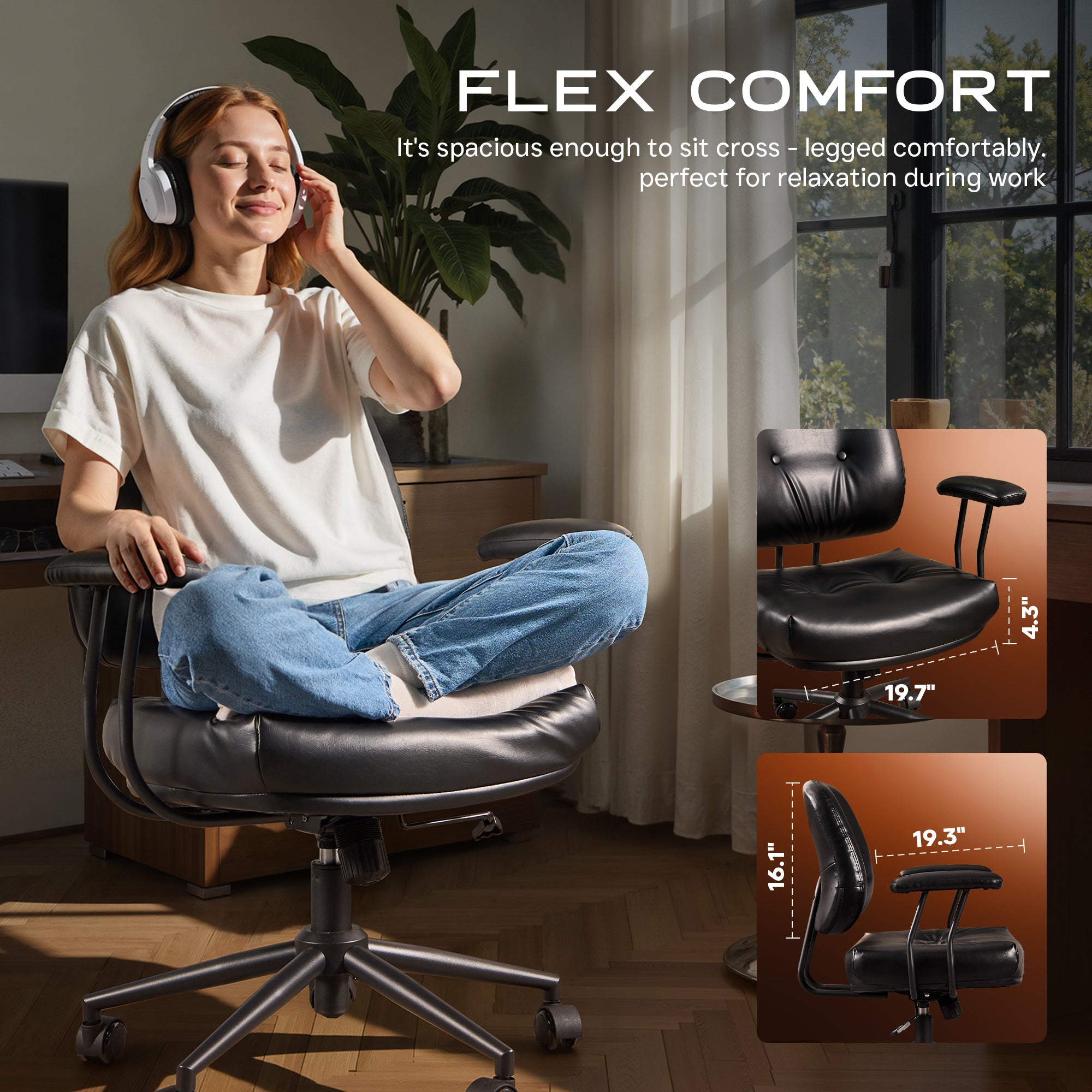 OVIOS Office Executive Chair Oversize Cushions Suede Fabric