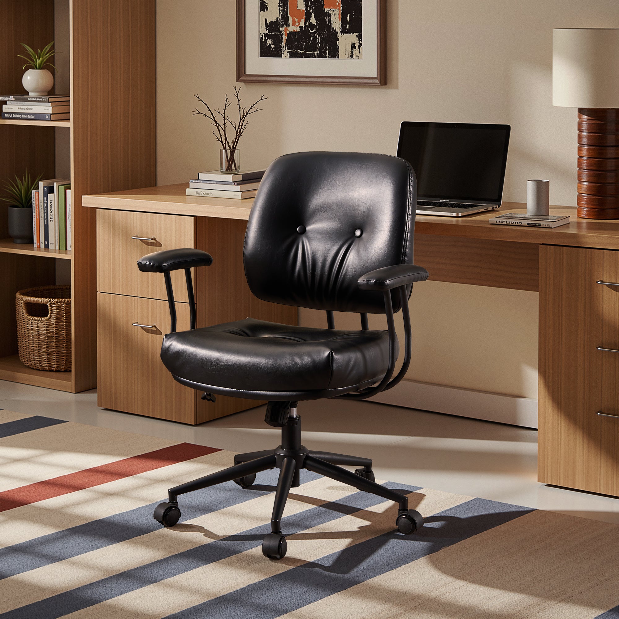 OVIOS Office Executive Chair Oversize Cushions Suede Fabric