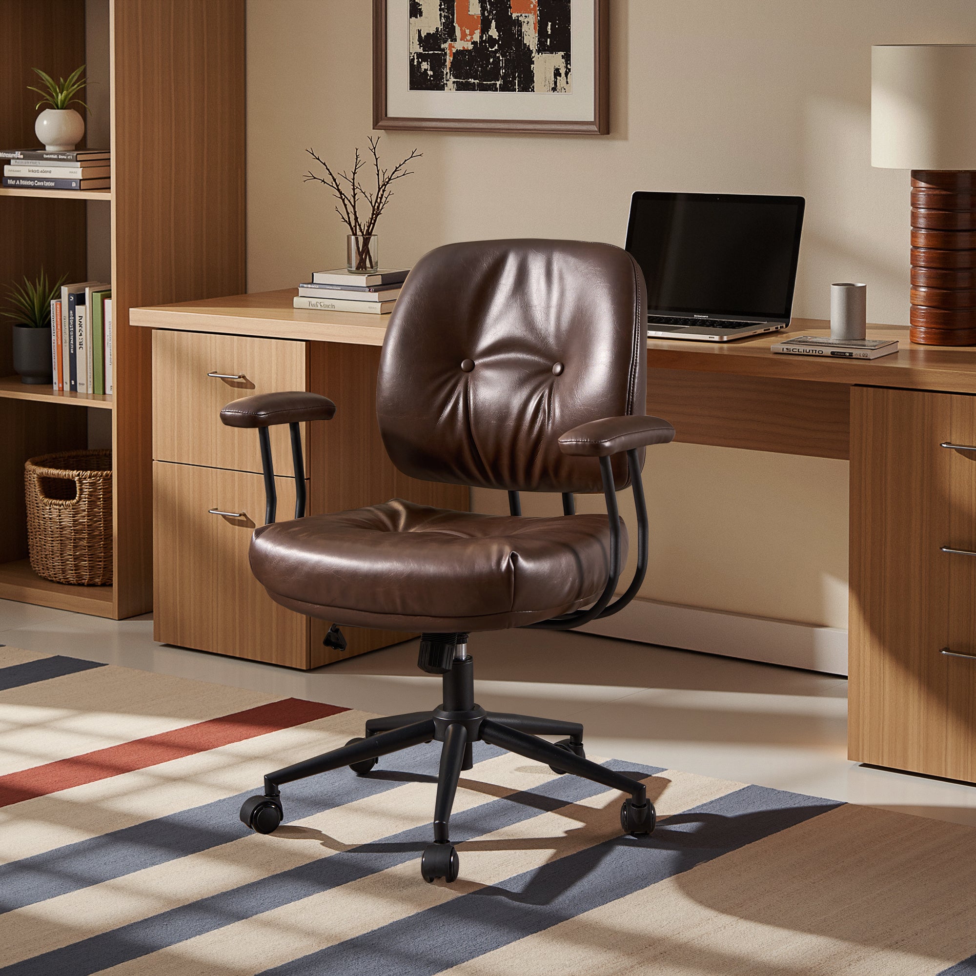 OVIOS Office Executive Chair Oversize Cushions Suede Fabric