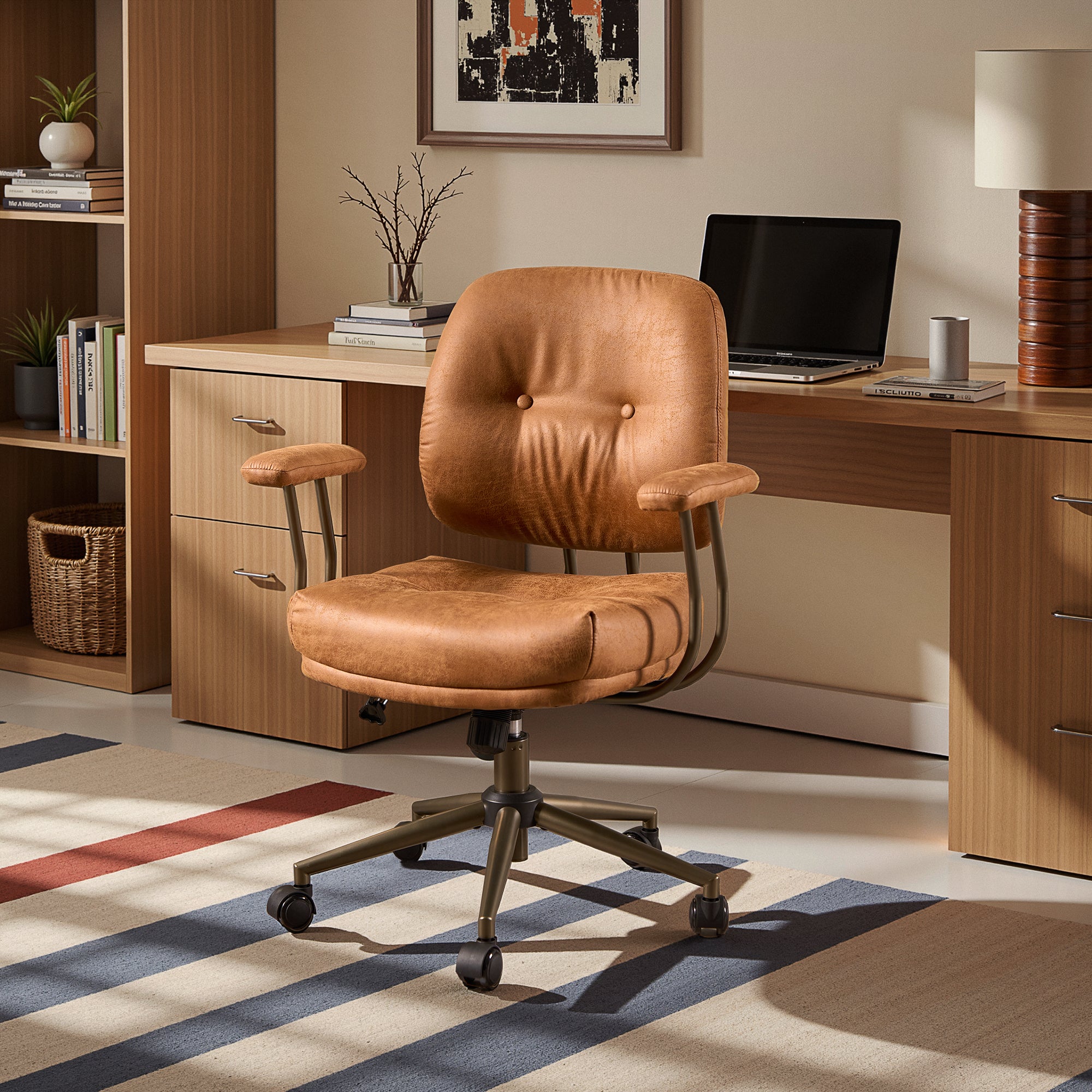 OVIOS Office Executive Chair Oversize Cushions Suede Fabric