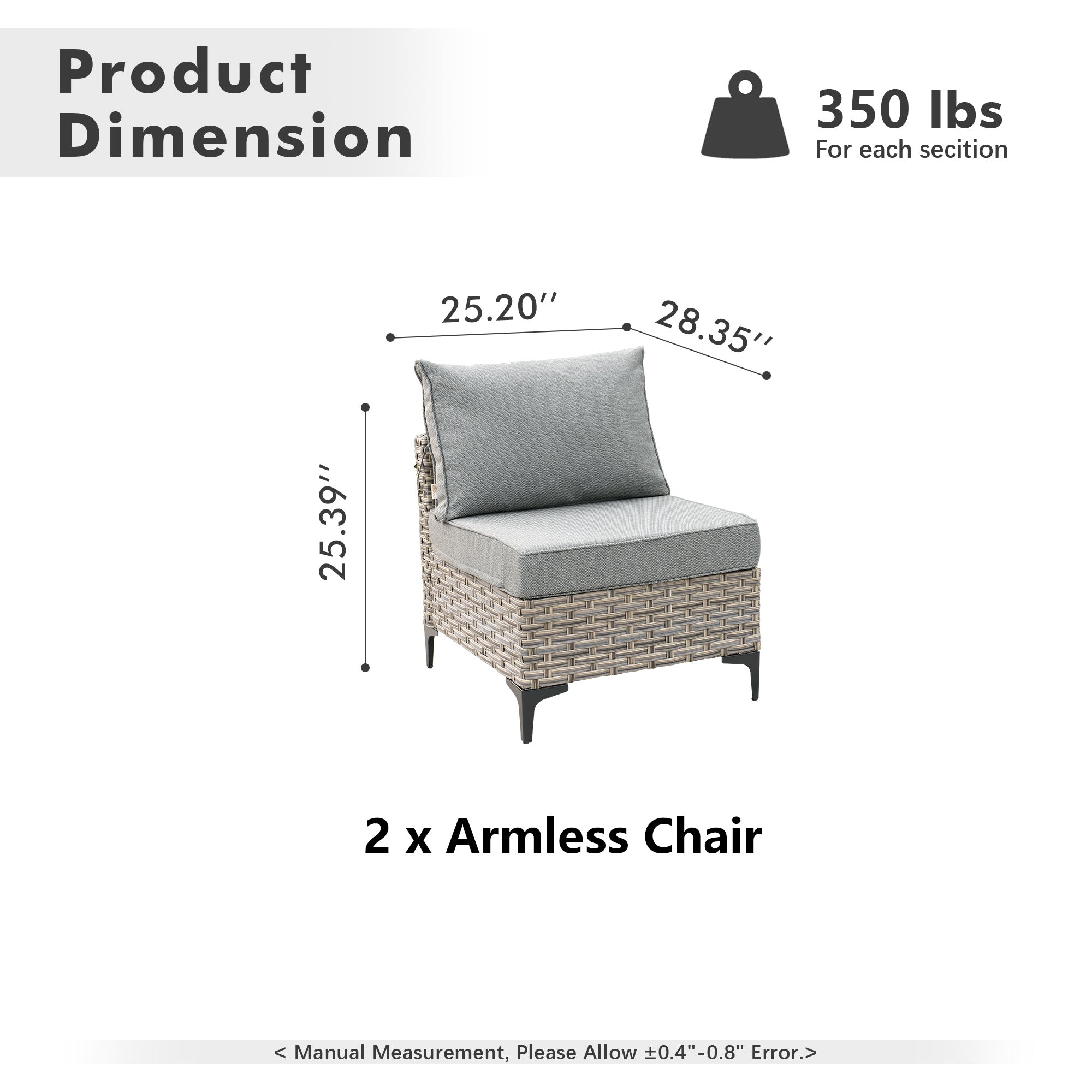 OVIOS Wicker Patio Sectional Conversation Set with Glowing Coffee Table & Single Chairs