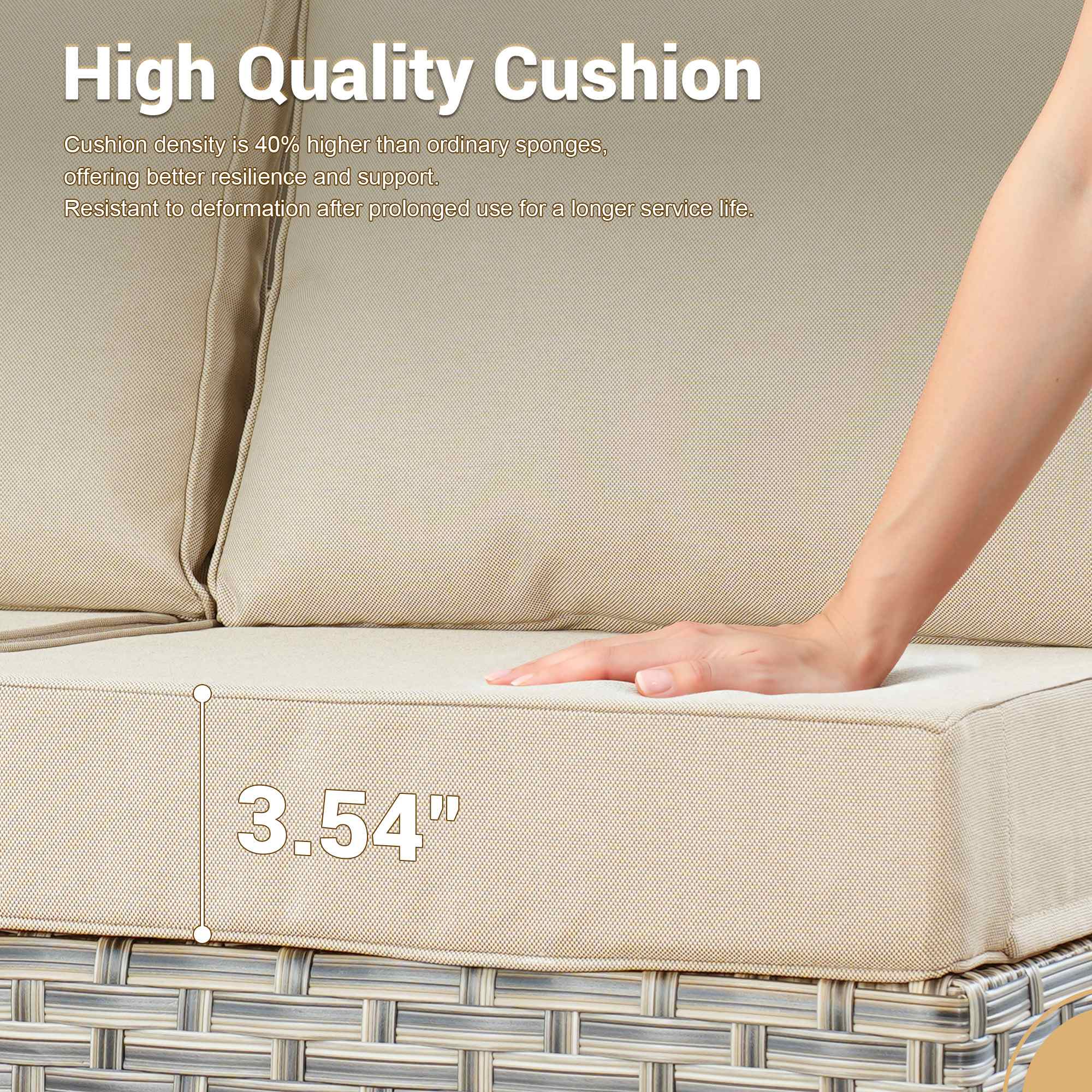 OVIOS modular wicker patio furniture: 3.54 inch thick, high quality cushion