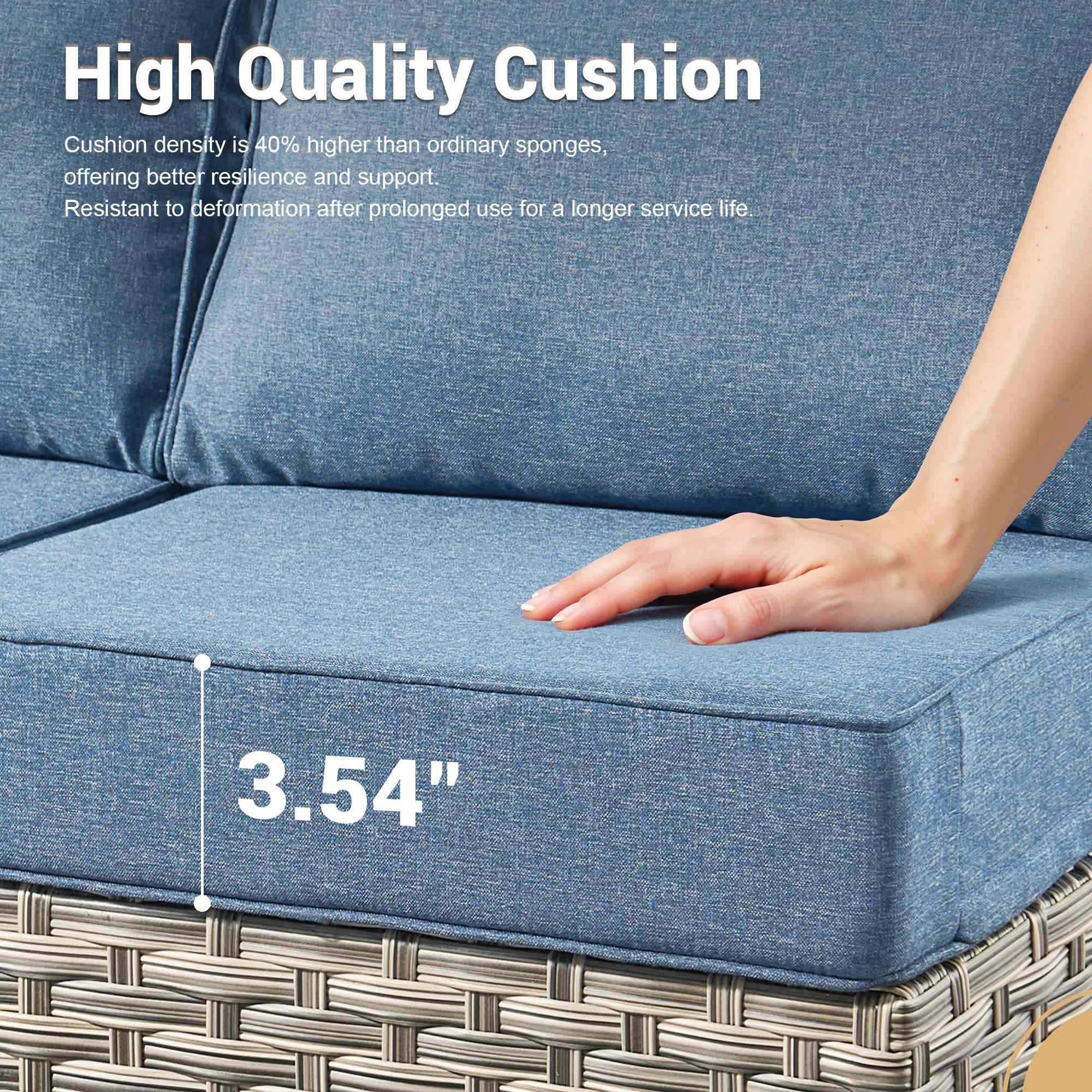 OVIOS Wicker Patio Conversation Set with Fire Pit Table & Glowing Coffee Table