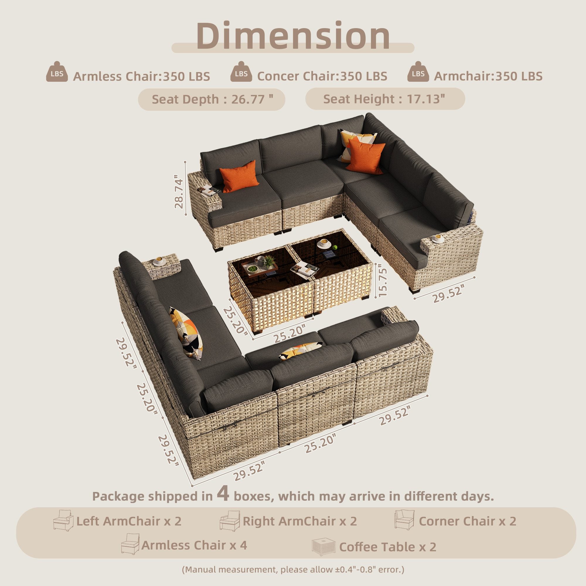 TBS Series - Sectional Patio Furniture Set 8-Piece
