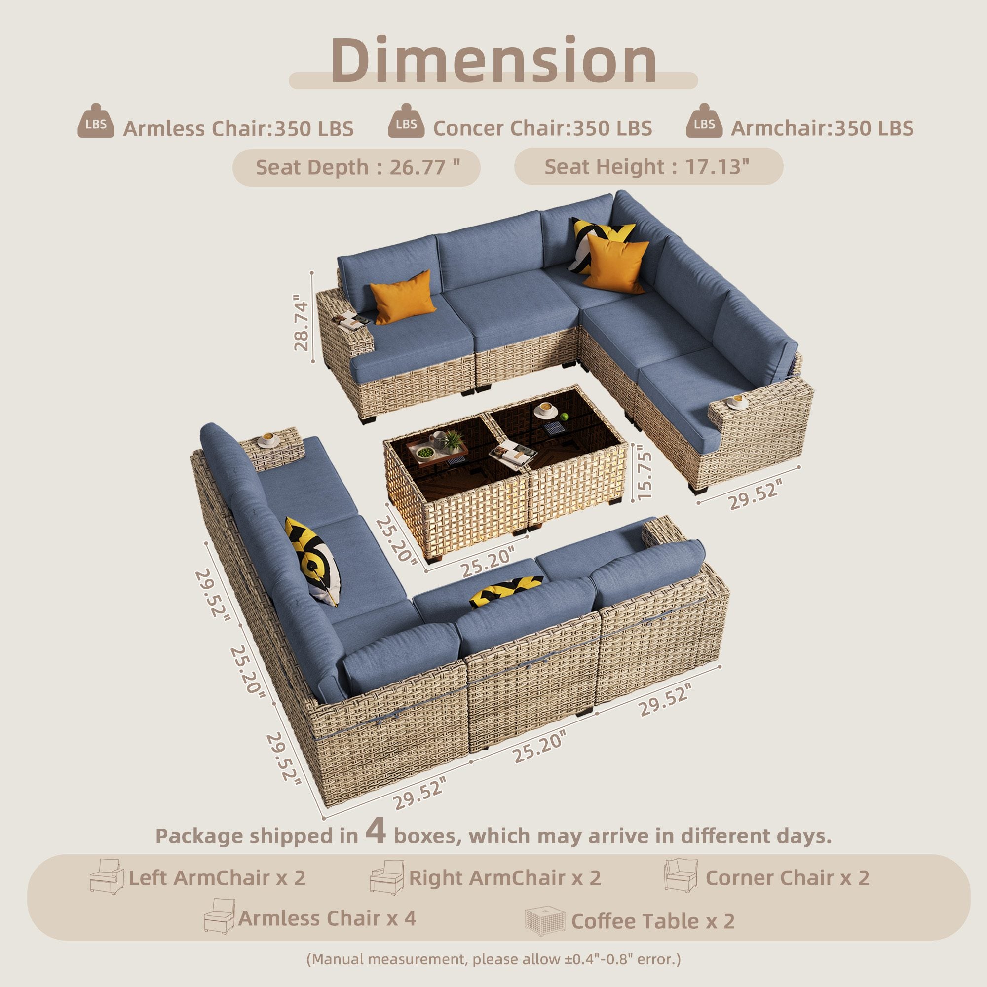 TBS Series - Sectional Patio Furniture Set 8-Piece