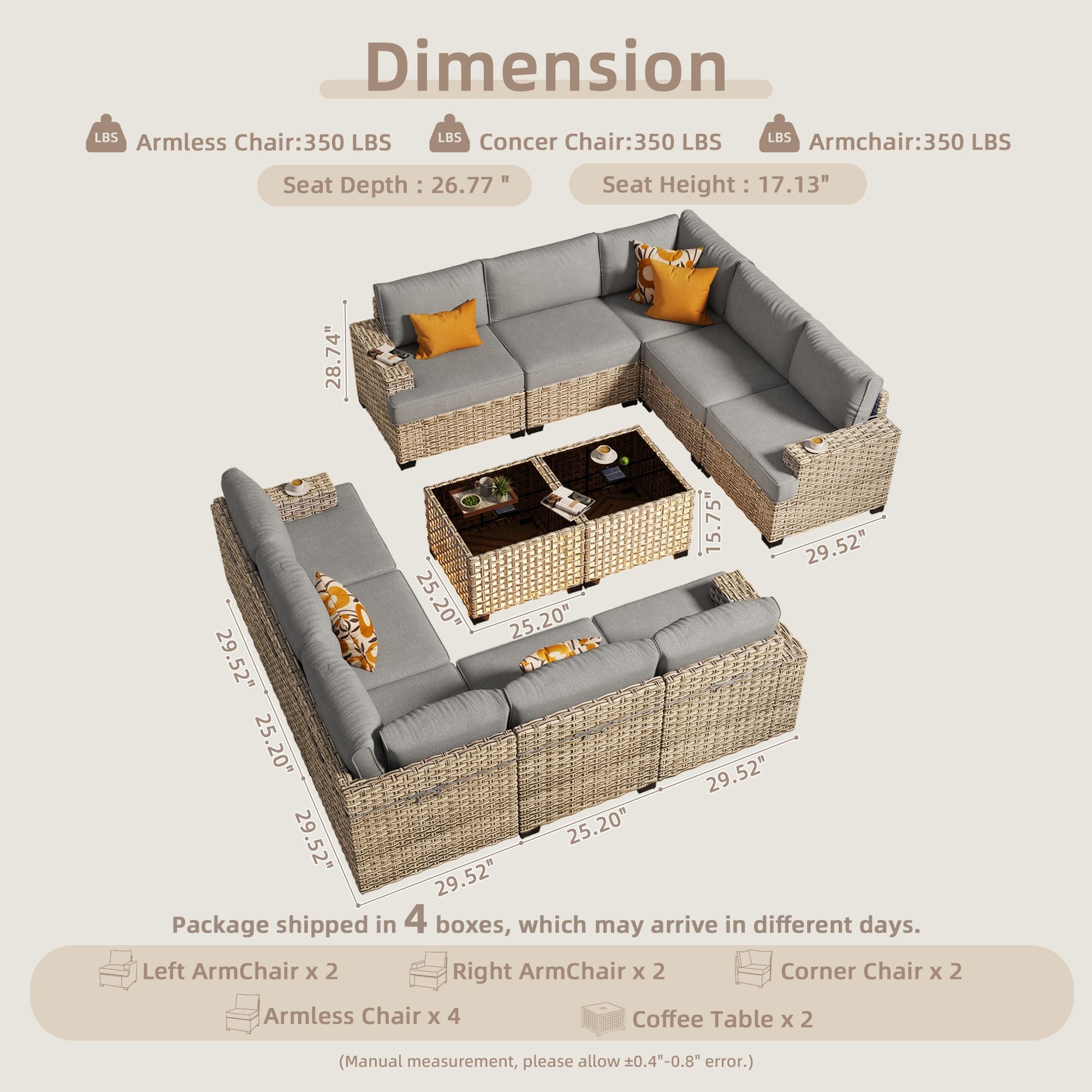 TBS Series - Sectional Patio Furniture Set 8-Piece