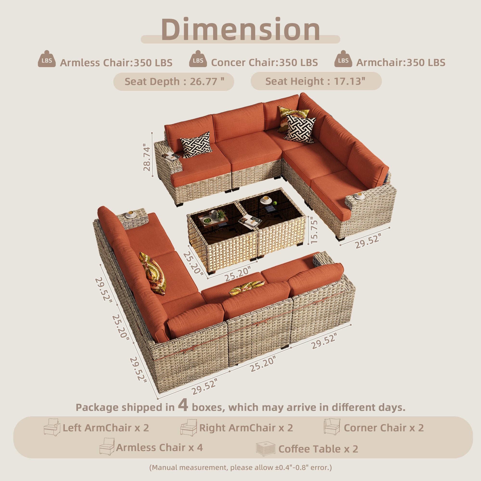 TBS Series - Sectional Patio Furniture Set 8-Piece
