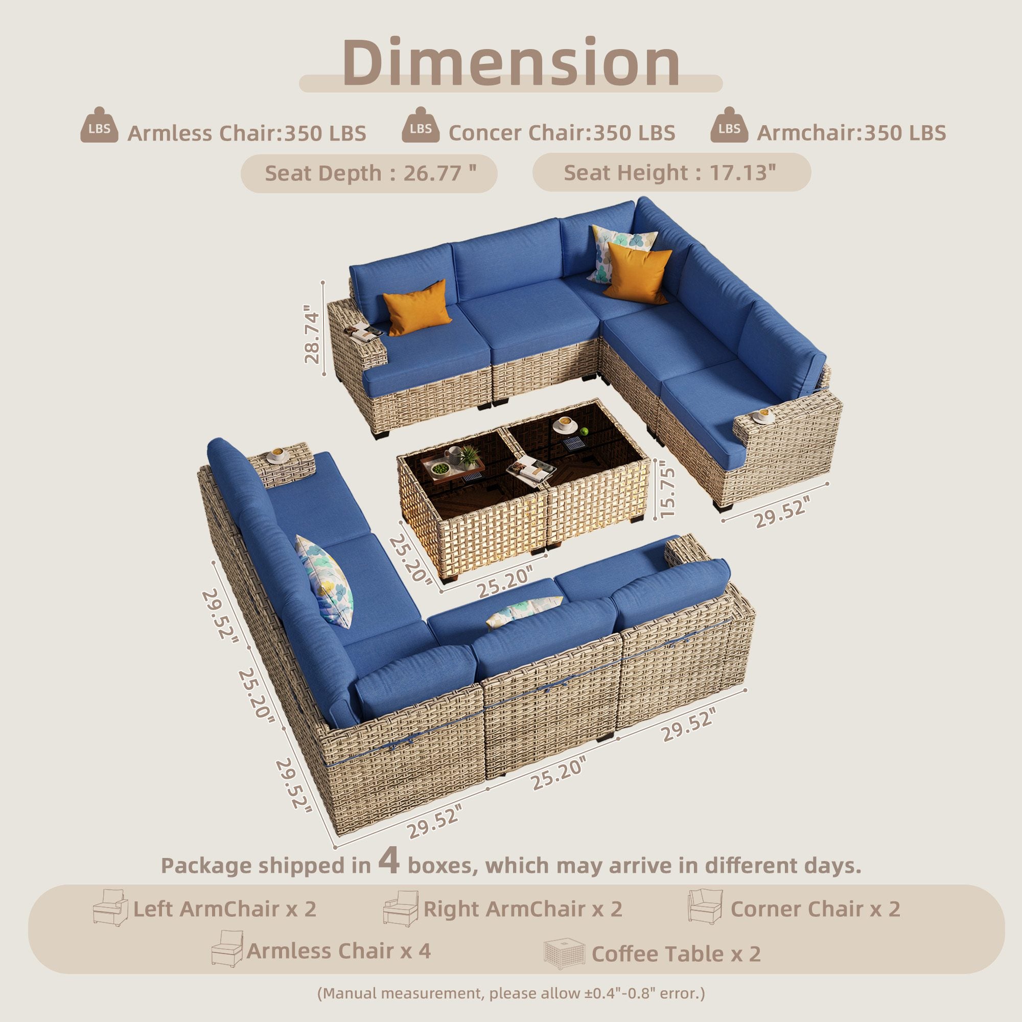 TBS Series - Sectional Patio Furniture Set 8-Piece