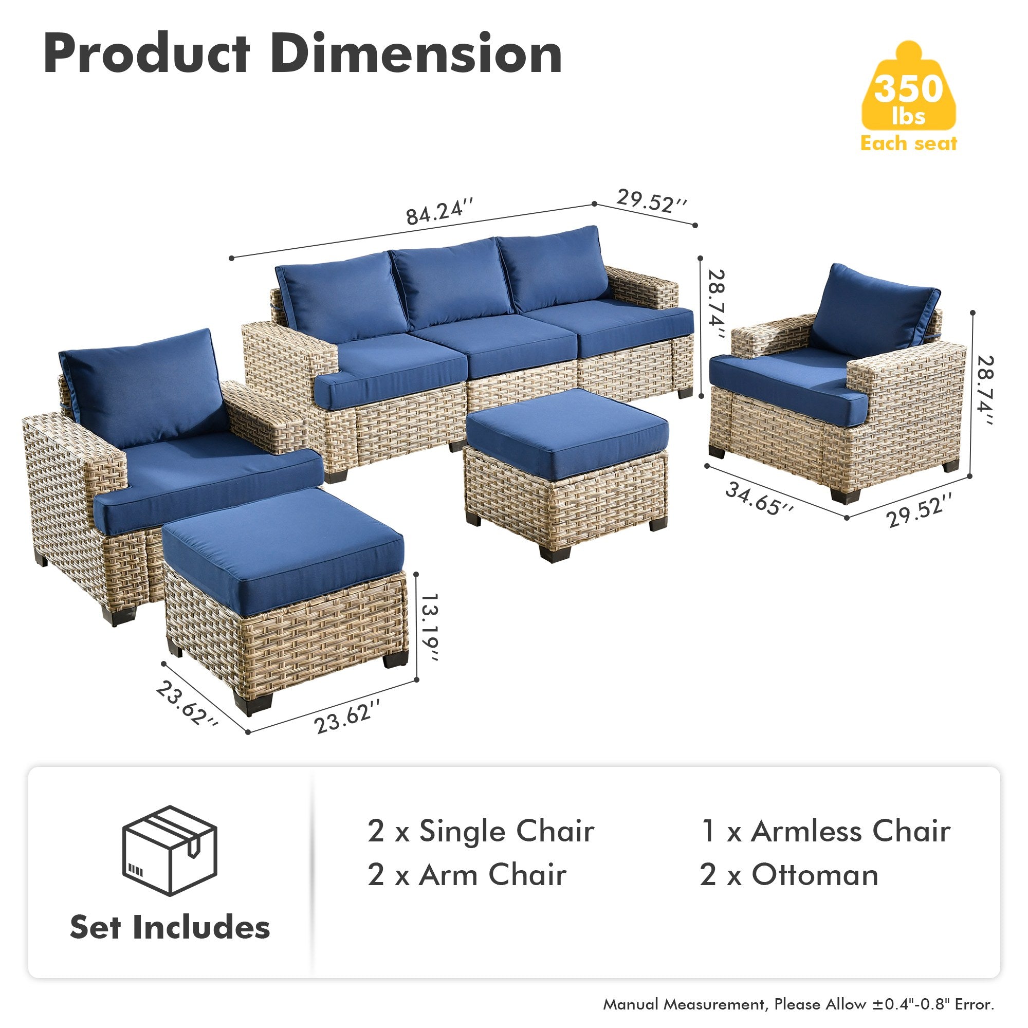 TBS Series - Sectional Patio Furniture Set 8-Piece