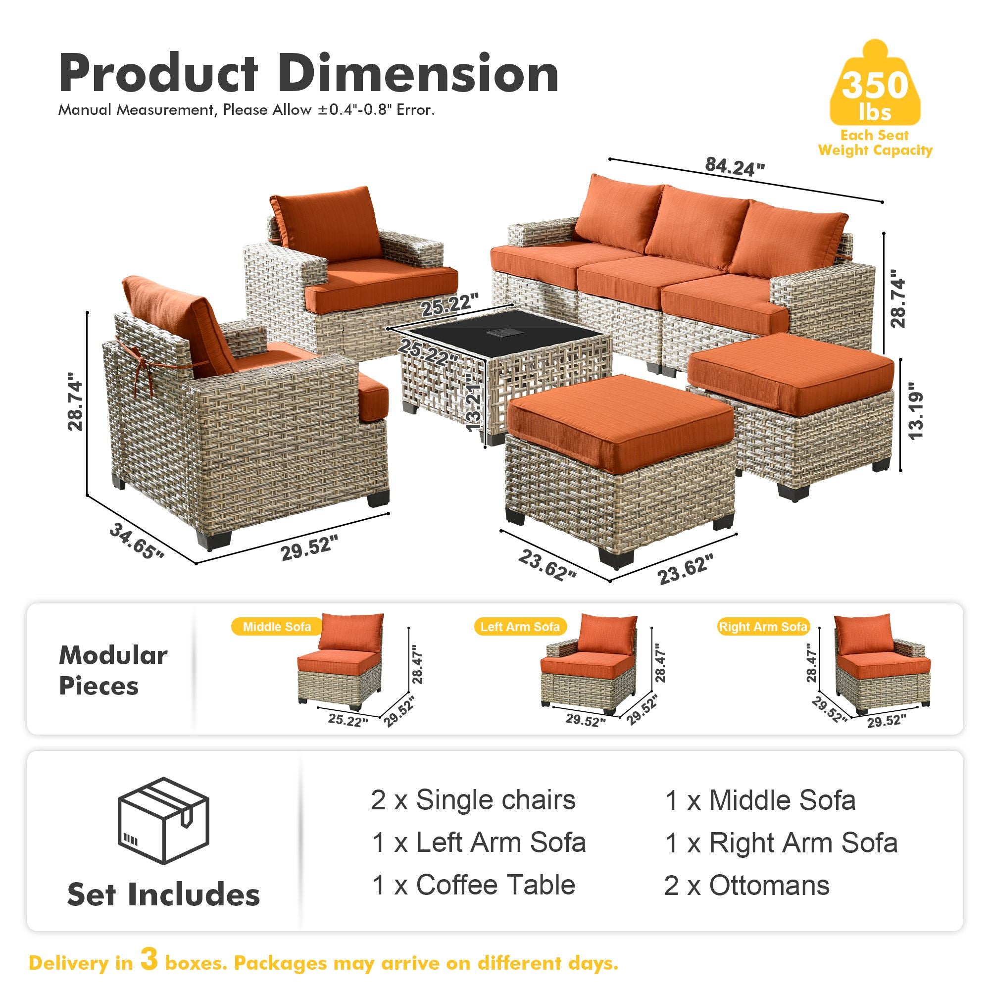 TBS Series - Sectional Patio Furniture Set 8-Piece