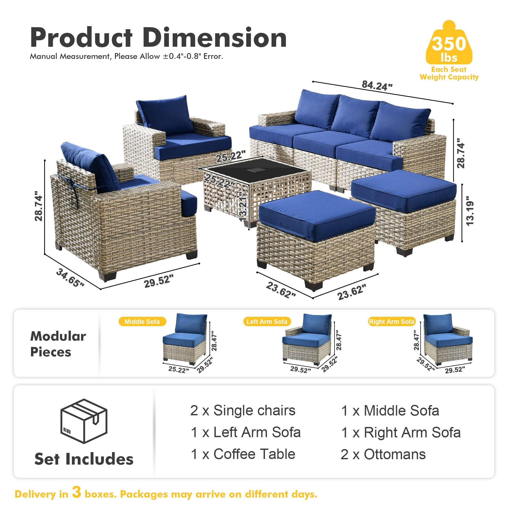 TBS Series - Sectional Patio Furniture Set 8-Piece
