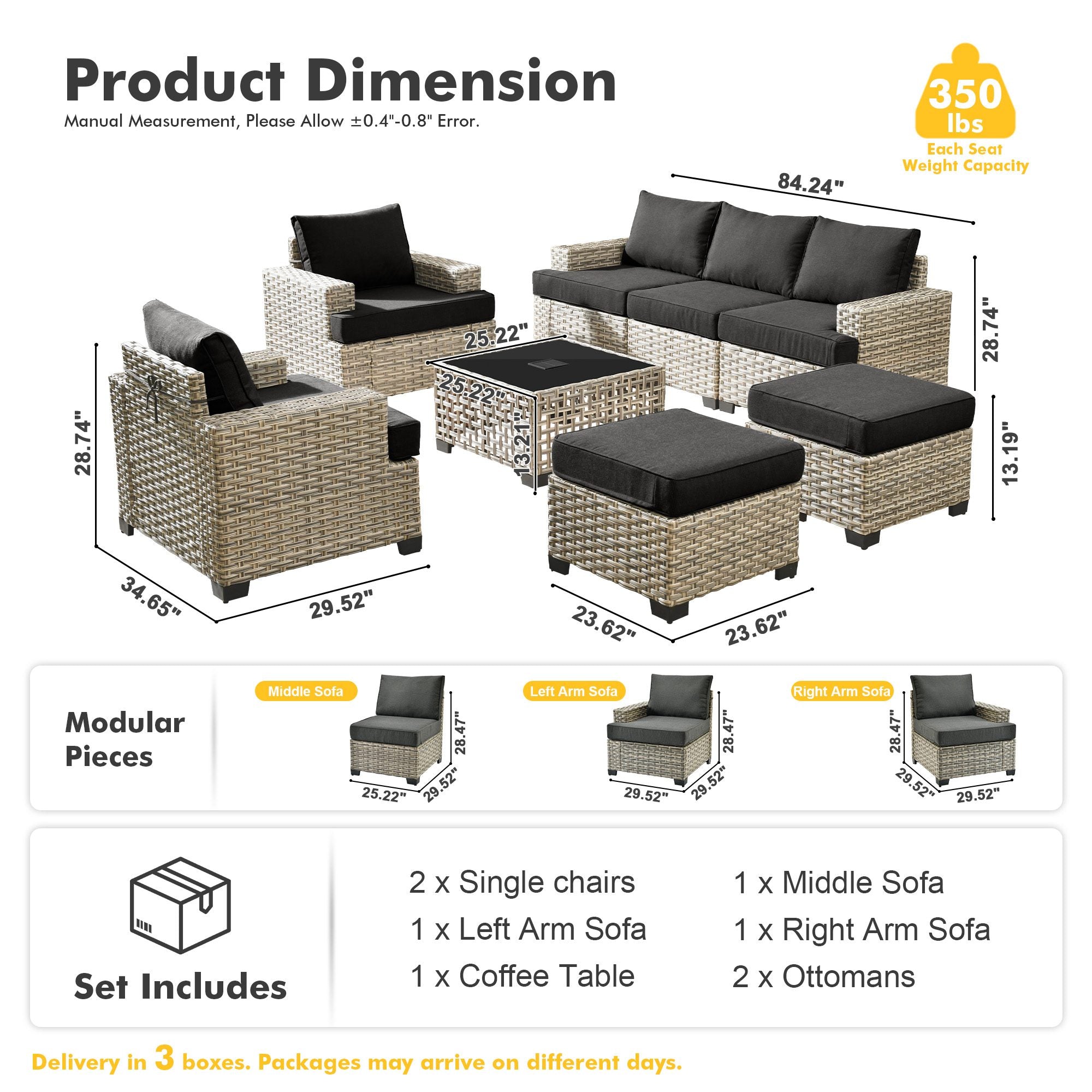 TBS Series - Sectional Patio Furniture Set 8-Piece