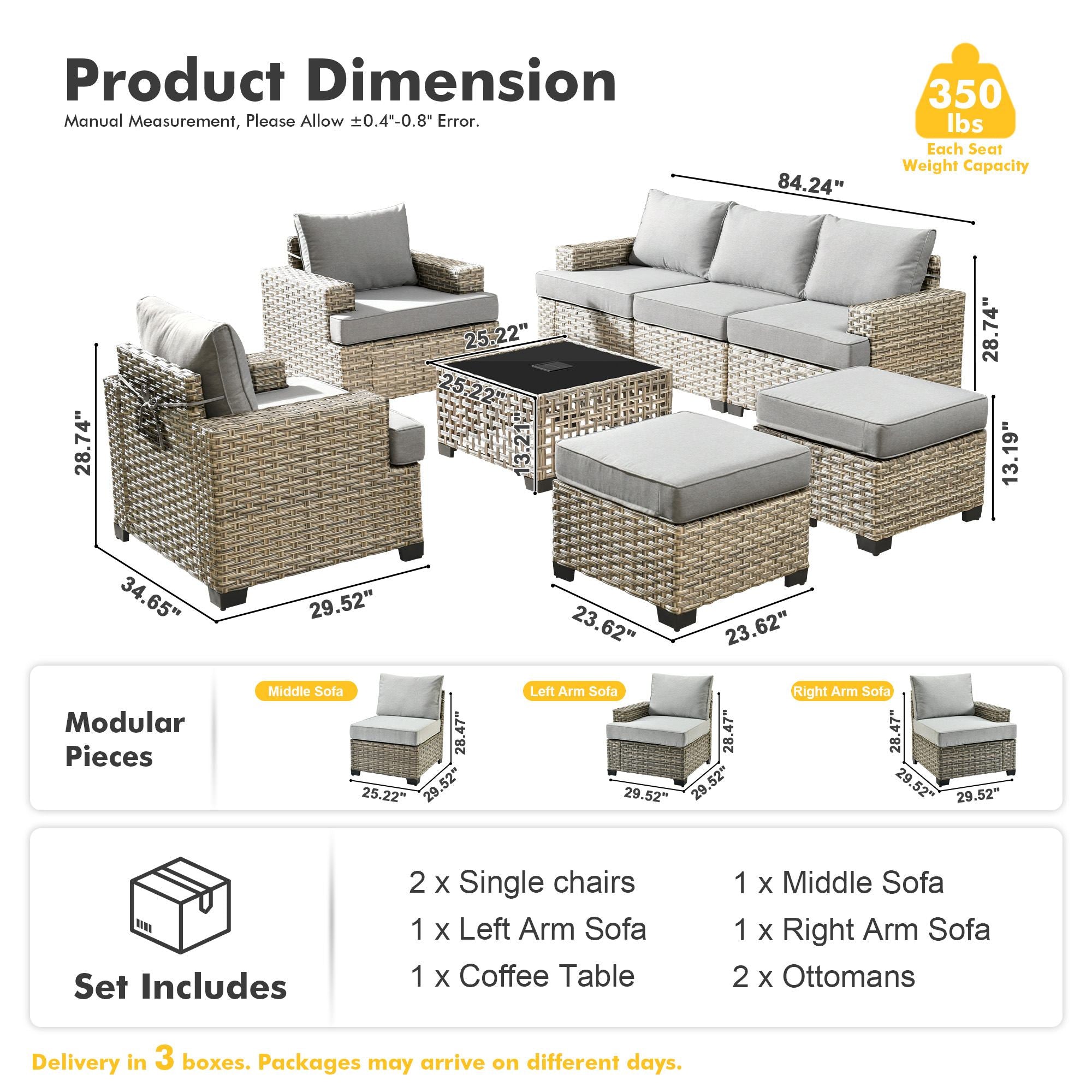 TBS Series - Sectional Patio Furniture Set 8-Piece