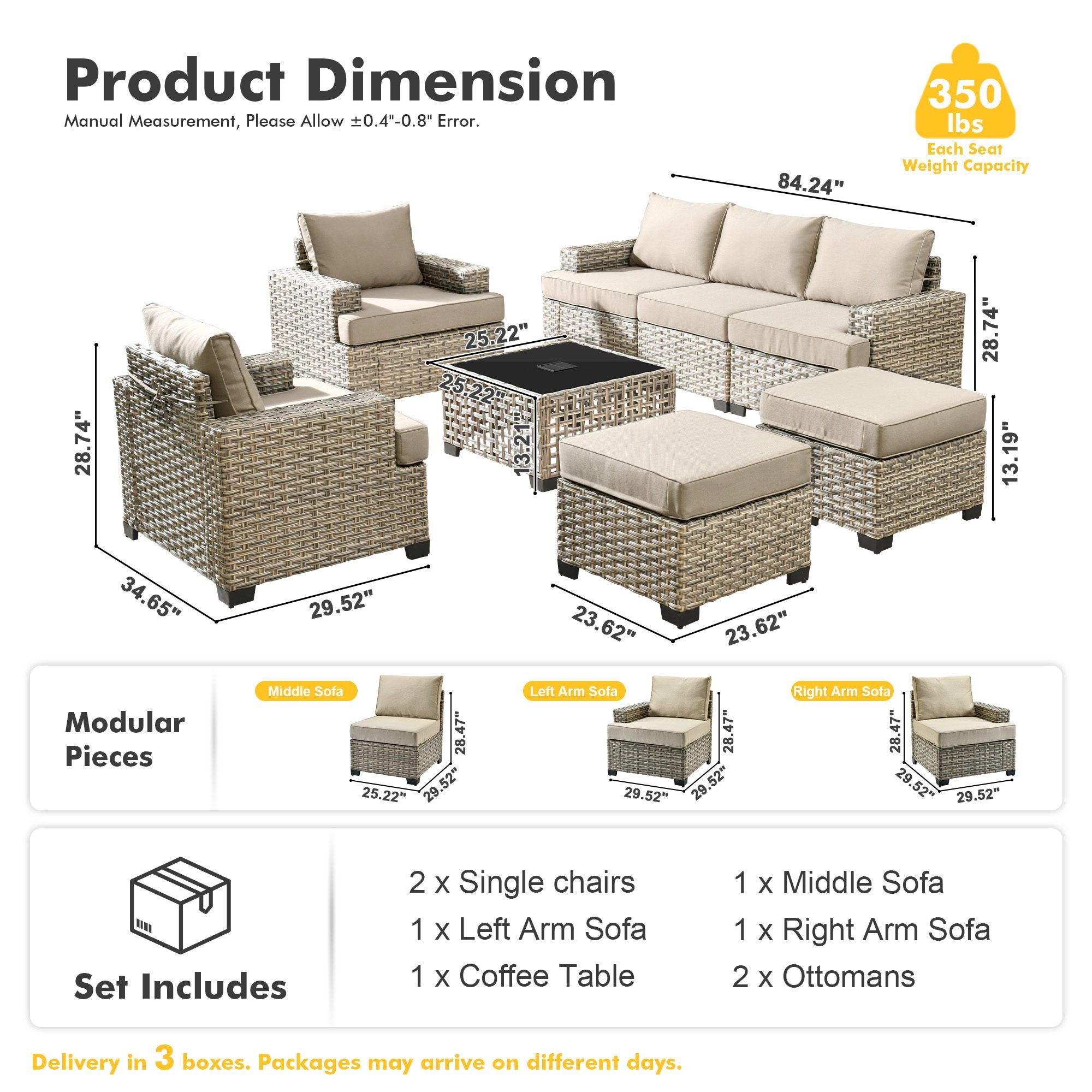 TBS Series - Sectional Patio Furniture Set 8-Piece