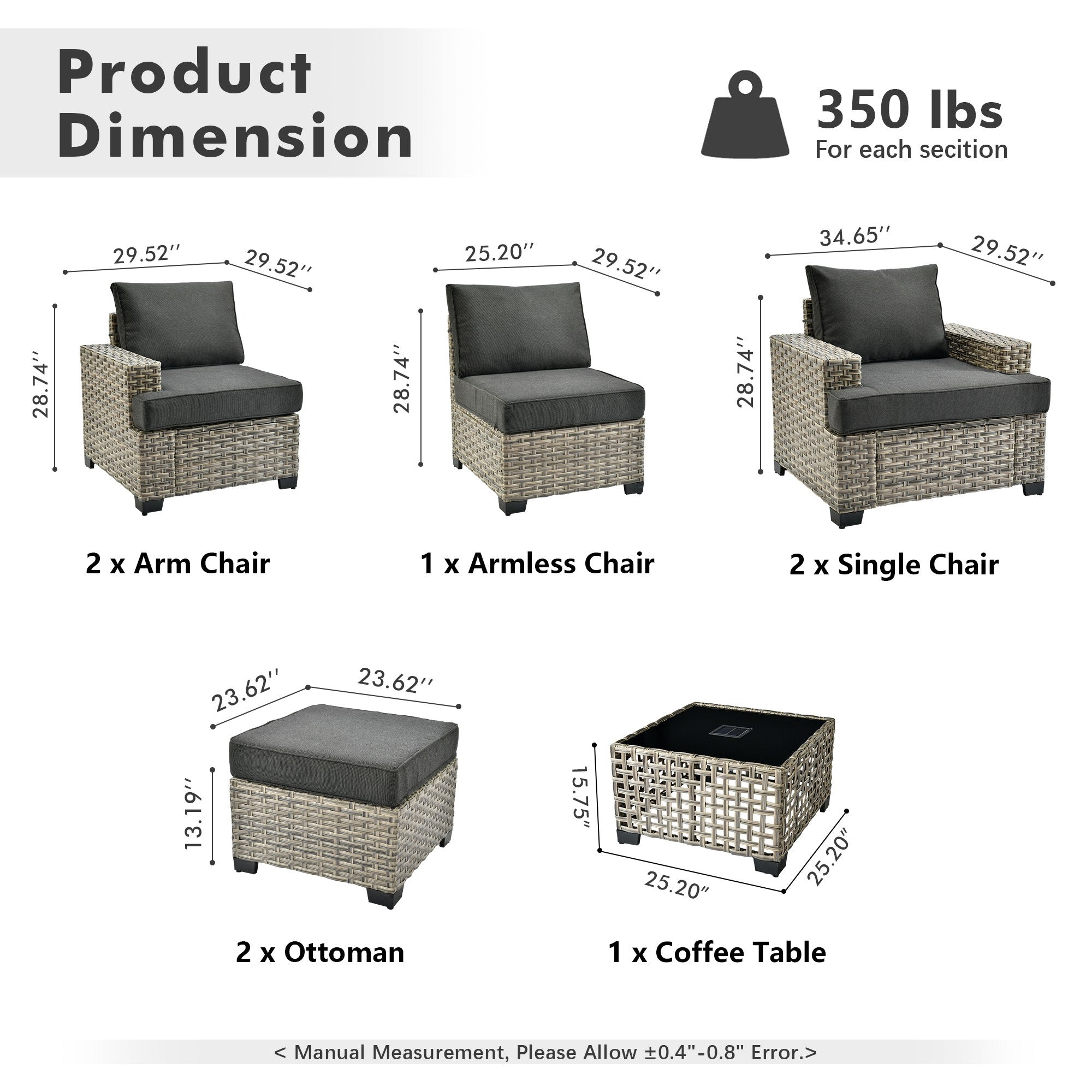 TBS Series - Sectional Patio Furniture Set 8-Piece