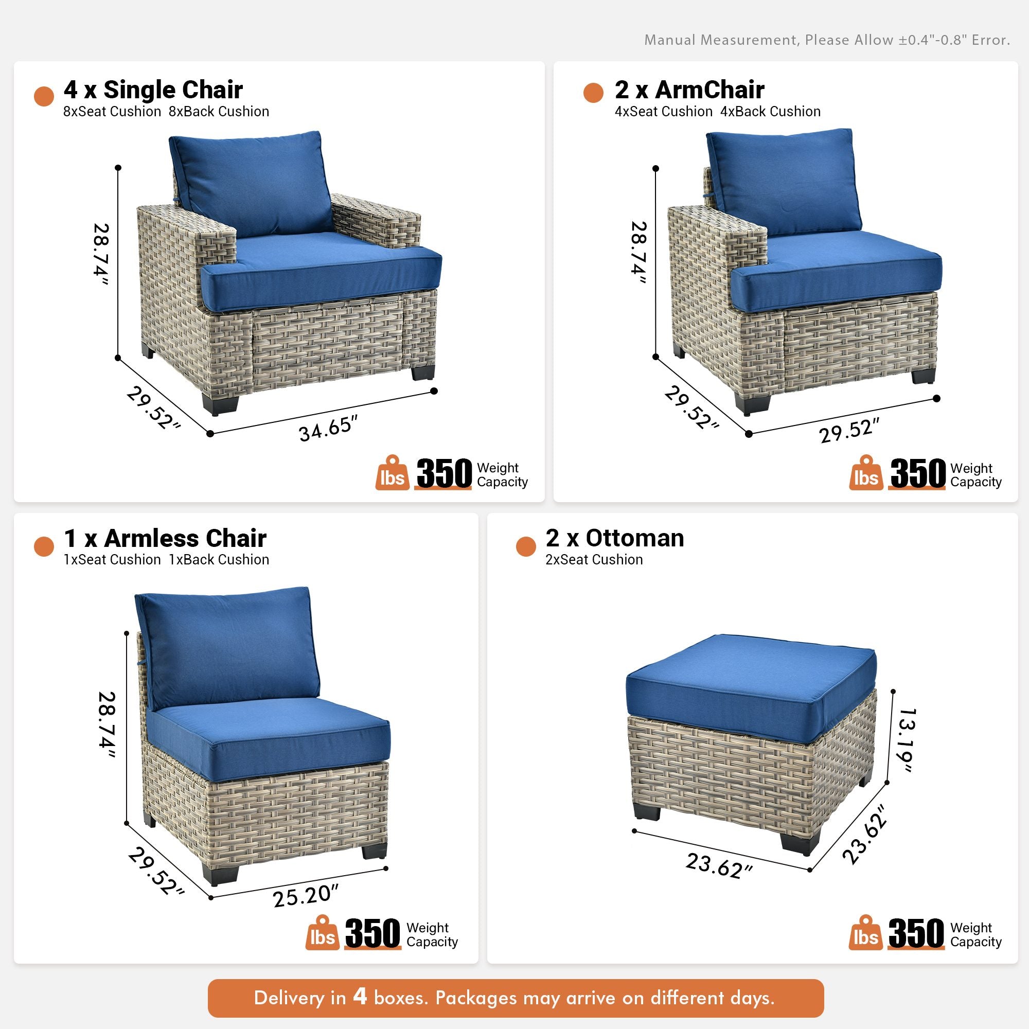 TBS Series - Sectional Patio Furniture Set 8-Piece