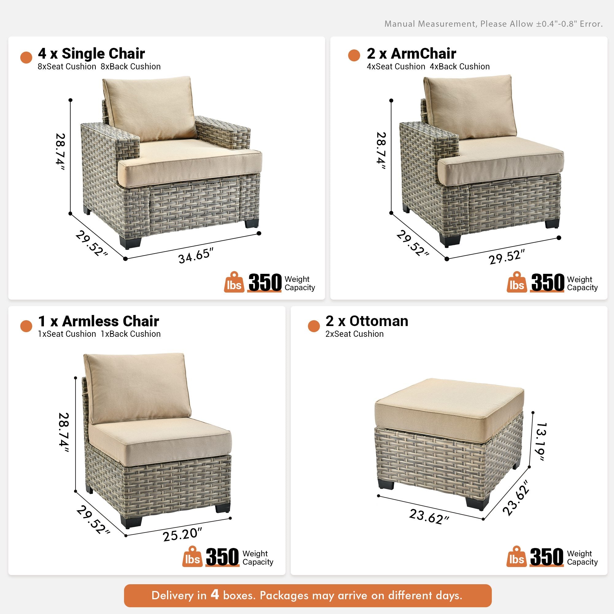 TBS Series - Sectional Patio Furniture Set 8-Piece