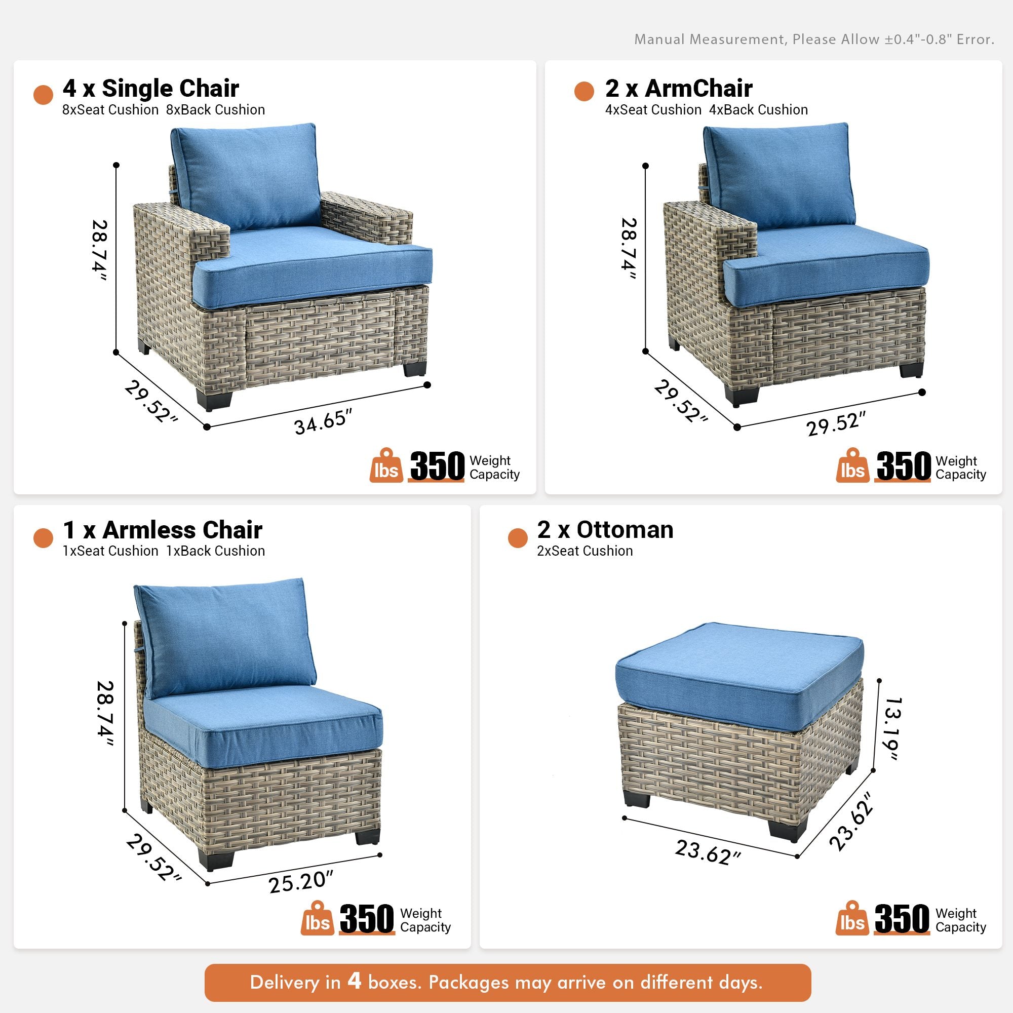 TBS Series - Sectional Patio Furniture Set 8-Piece