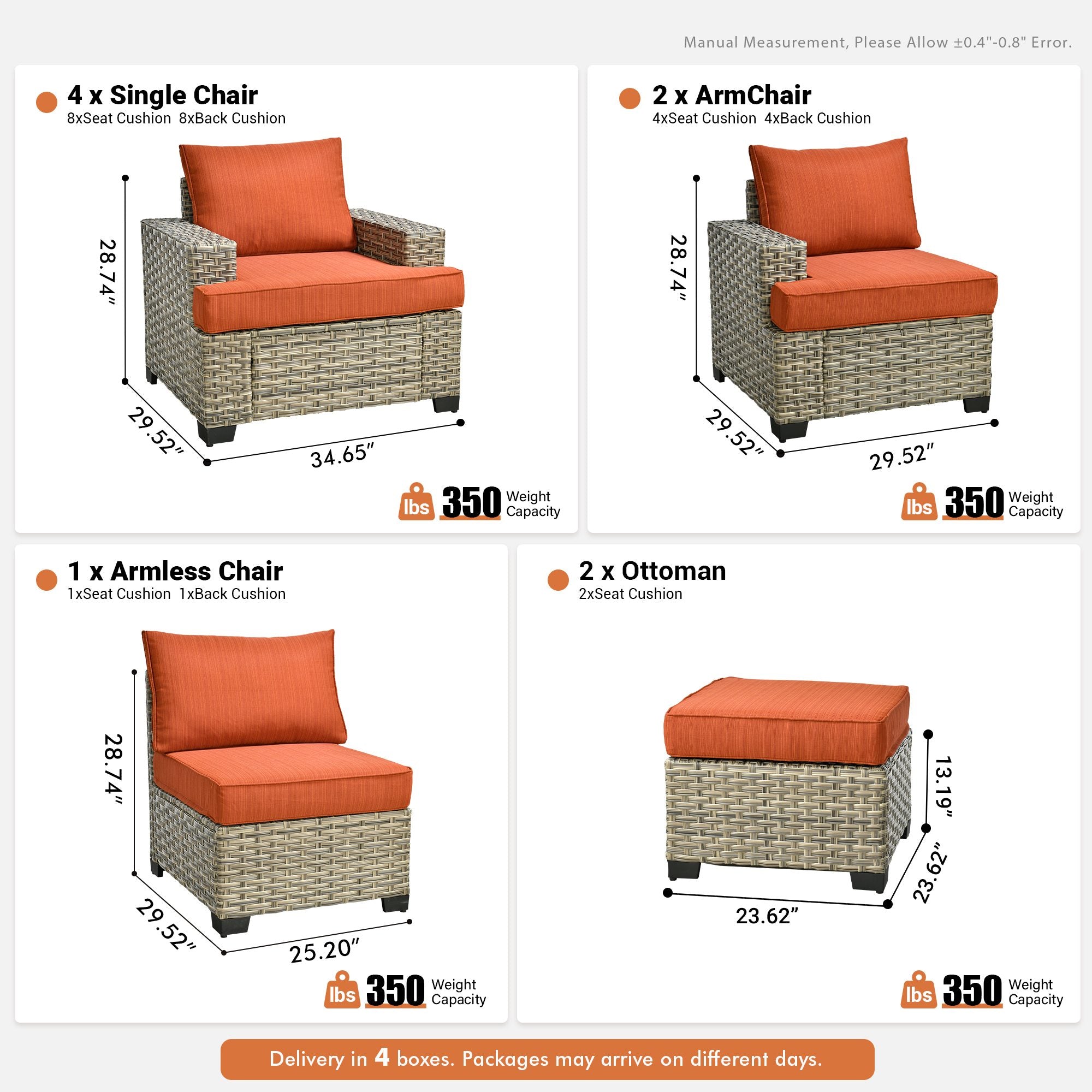 TBS Series - Sectional Patio Furniture Set 8-Piece