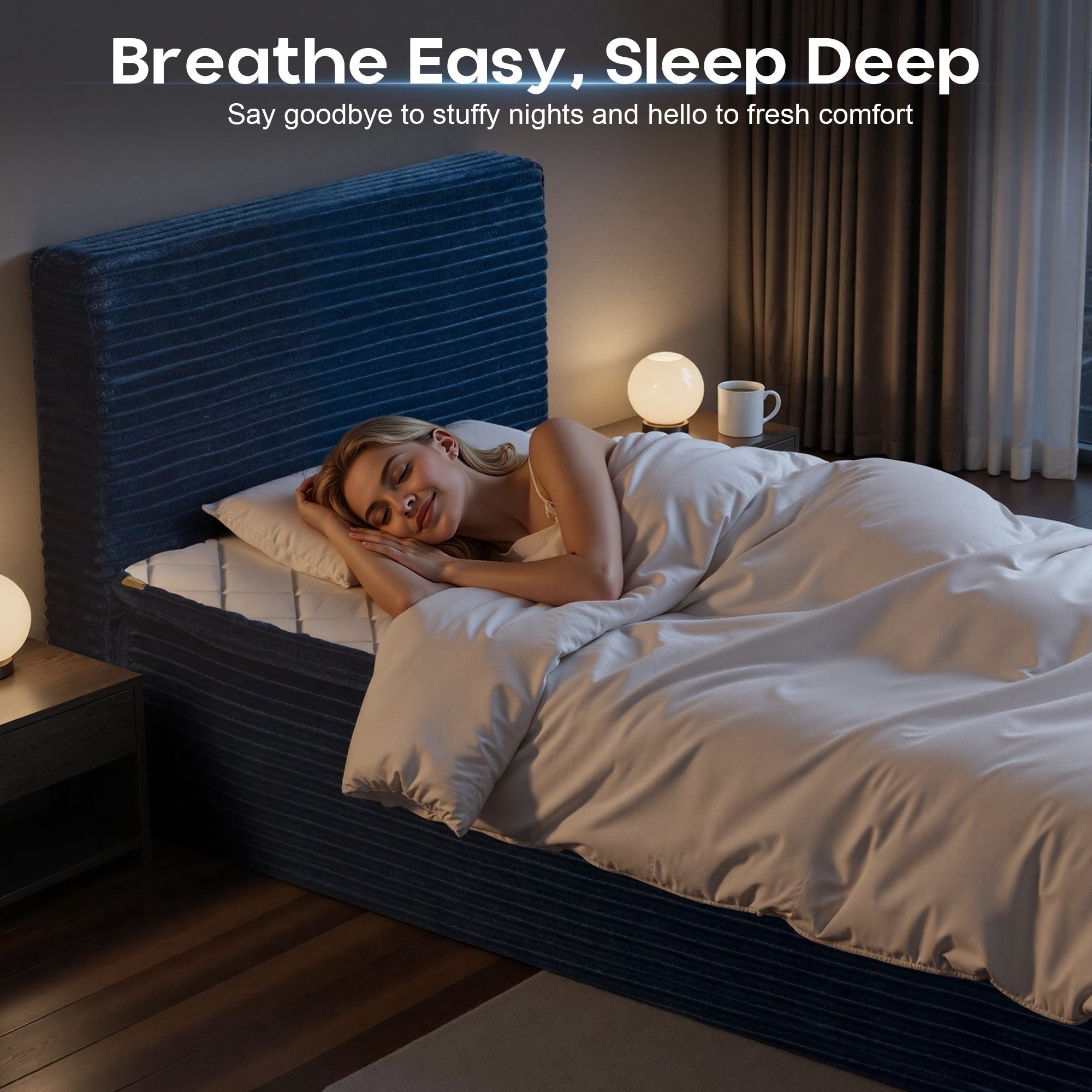 OVIOS Upholstered Bed, No Assembly & Space-Saving for Small Spaces