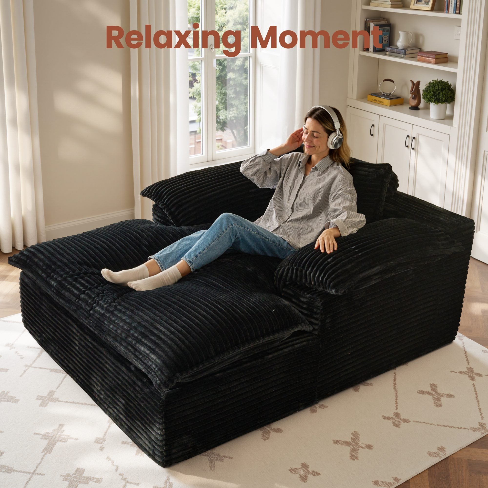 OVIOS 67" Boneless Lounge Chaise with Cloud Plush Sofa Bed, No Assembly Required