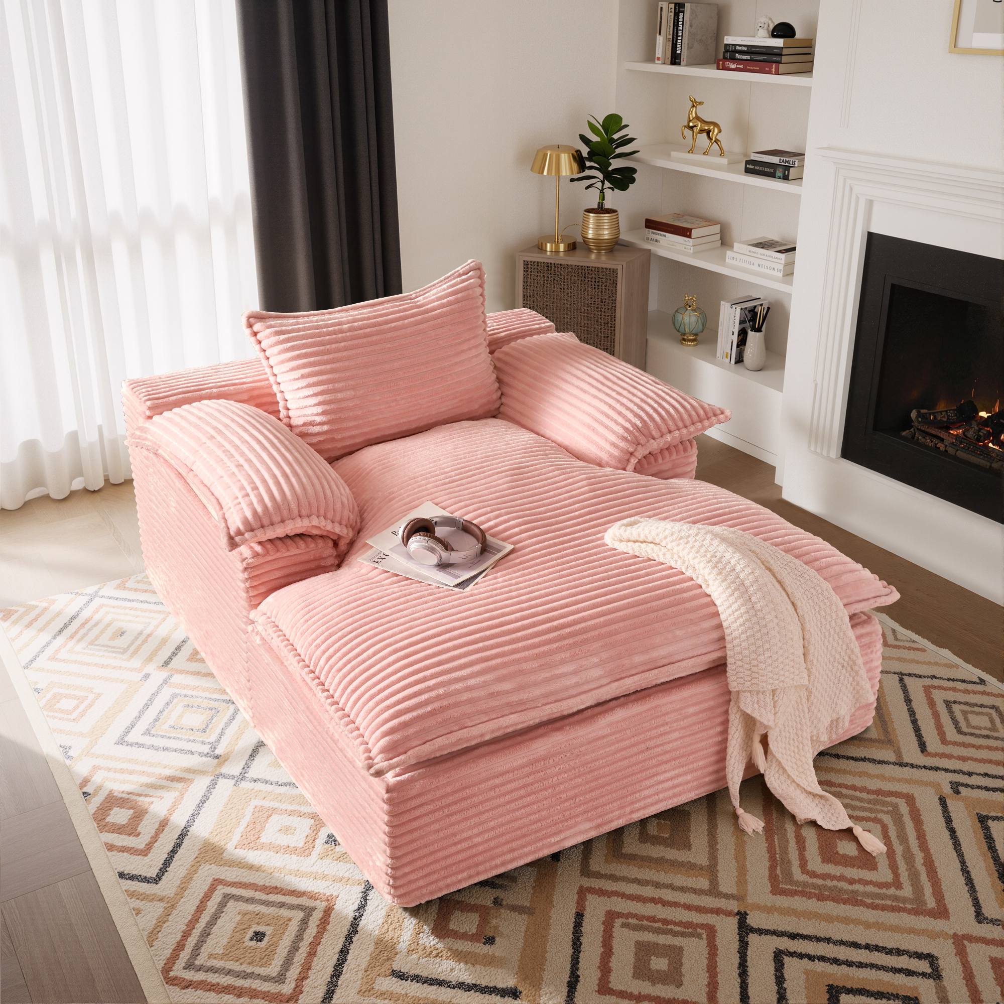 OVIOS 67" Boneless Lounge Chaise with Cloud Plush Sofa Bed, No Assembly Required