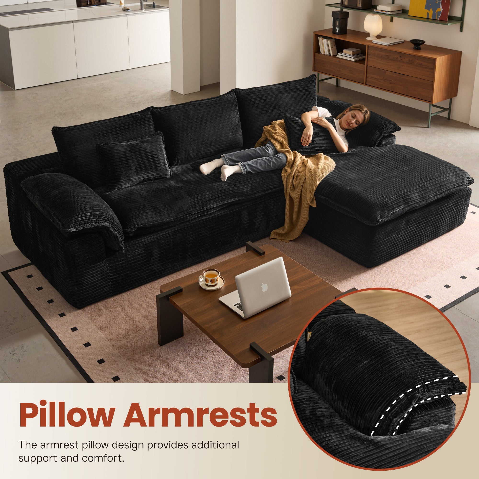 OVIOS 105" Modular Sectional Sofa with Chaise,Deep Seat Cloud Couch, Modern L-Shape